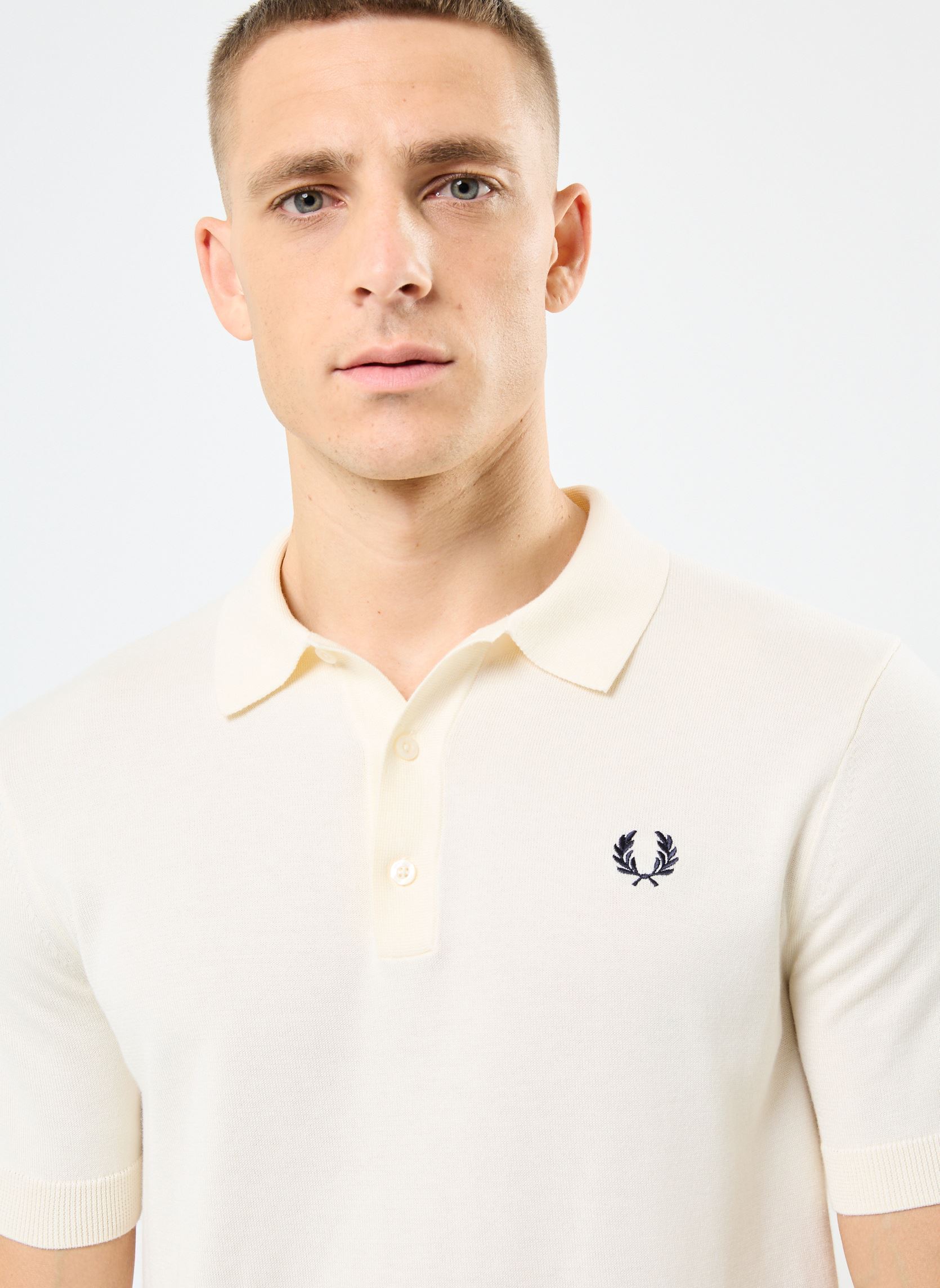 Korte mouwen polo's COTTON KNITTED SHIRT heren wit Fred Perry Korte mouwen polo's COTTON KNITTED SHIRT heren wit ECRU
