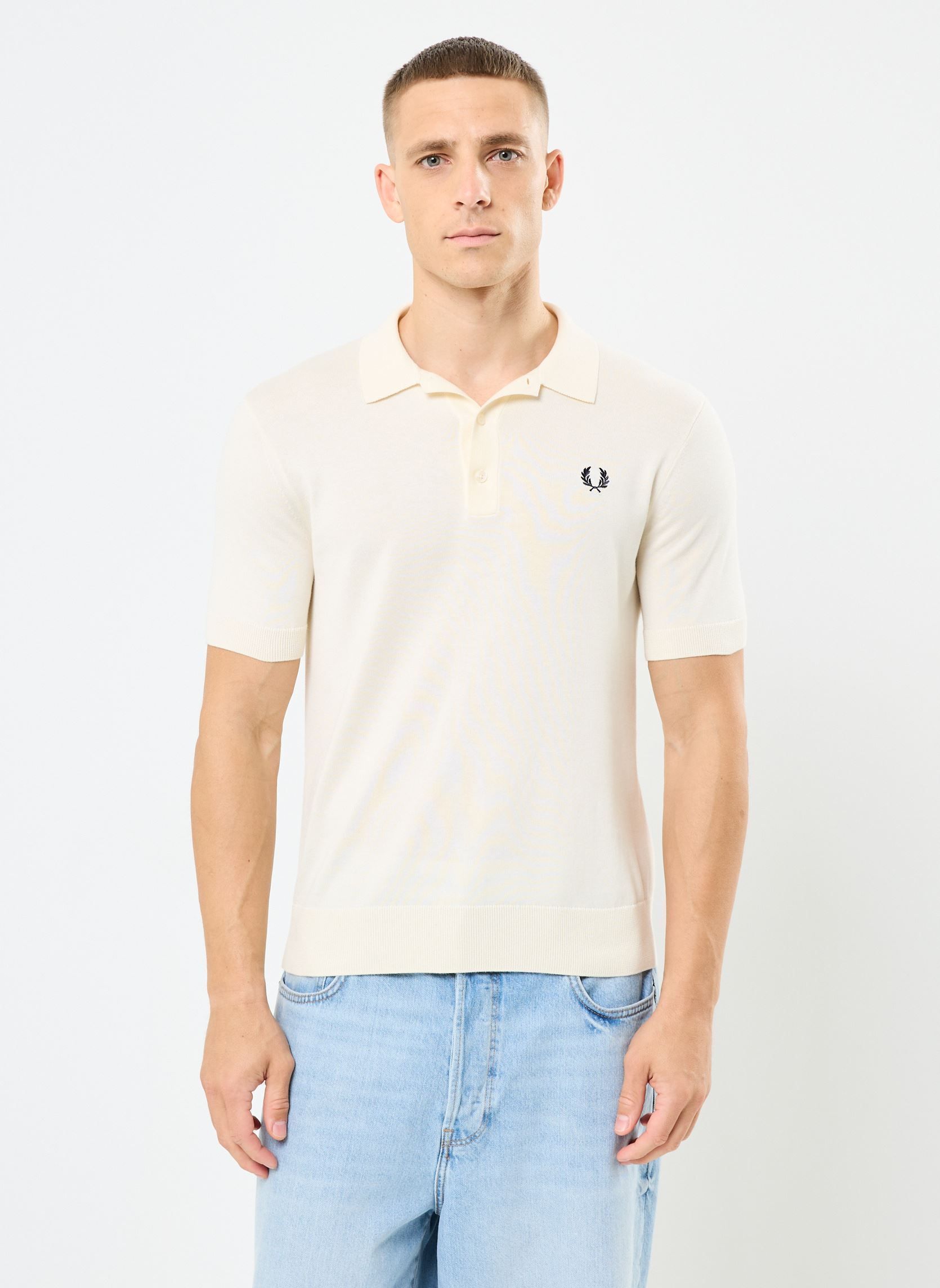 Korte mouwen polo's COTTON KNITTED SHIRT heren wit Fred Perry Korte mouwen polo's COTTON KNITTED SHIRT heren wit ECRU