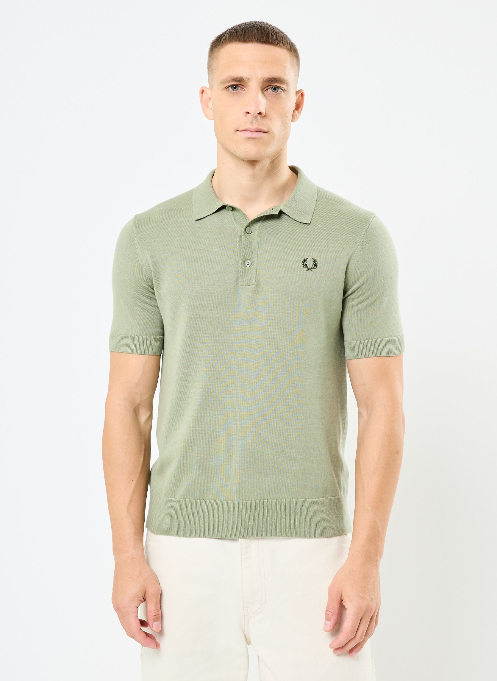 Polos manches courtes COTTON KNITTED SHIRT homme vert Fred Perry Polos manches courtes COTTON KNITTED SHIRT homme vert OLIVE MINT