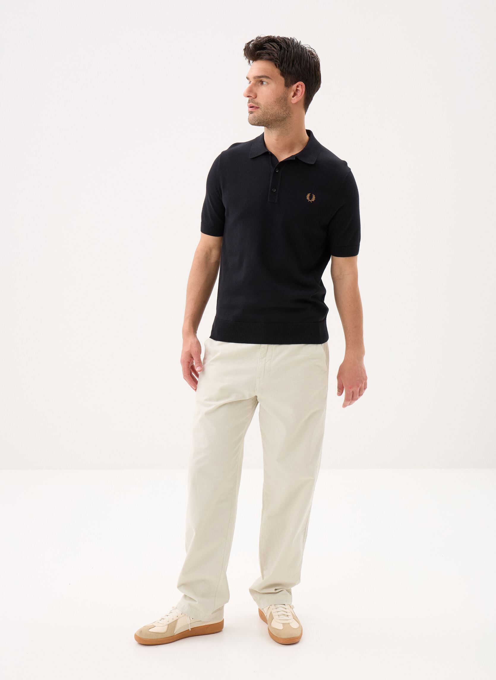 Polos manches courtes COTTON KNITTED SHIRT homme noir Fred Perry Polos manches courtes COTTON KNITTED SHIRT homme noir BLACK