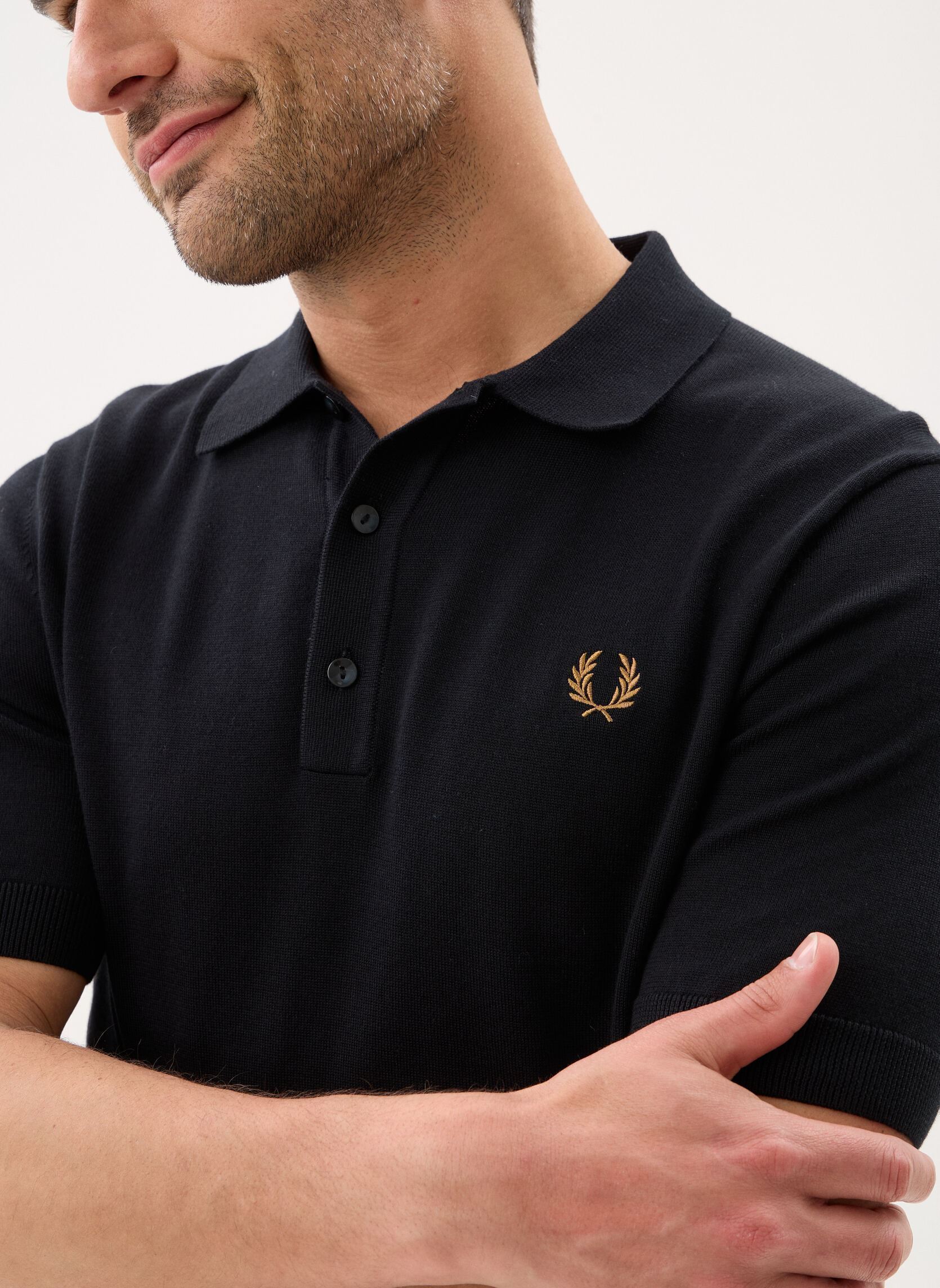 Polos manches courtes COTTON KNITTED SHIRT homme noir Fred Perry Polos manches courtes COTTON KNITTED SHIRT homme noir BLACK