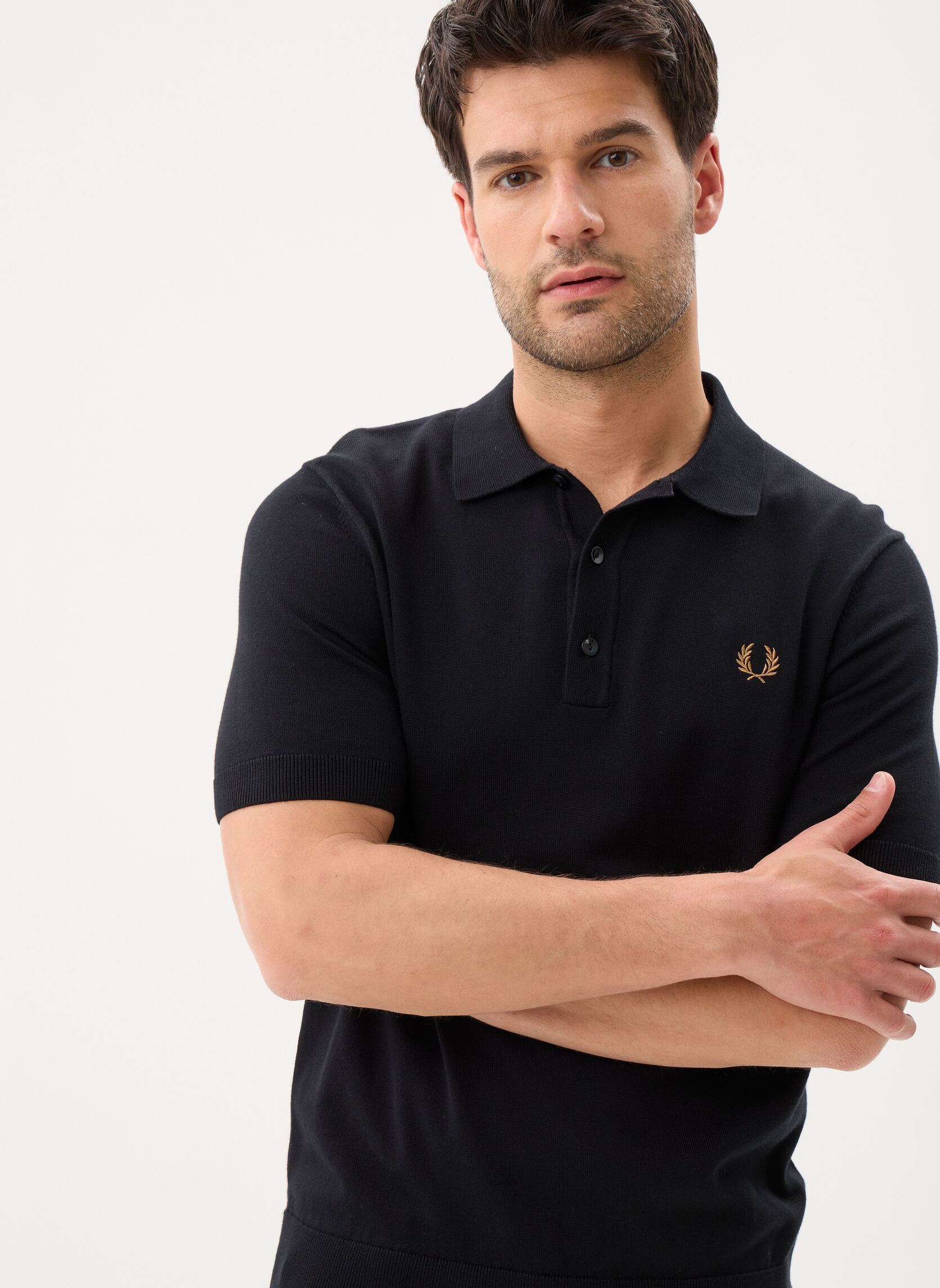 Polos manches courtes COTTON KNITTED SHIRT homme noir Fred Perry Polos manches courtes COTTON KNITTED SHIRT homme noir BLACK