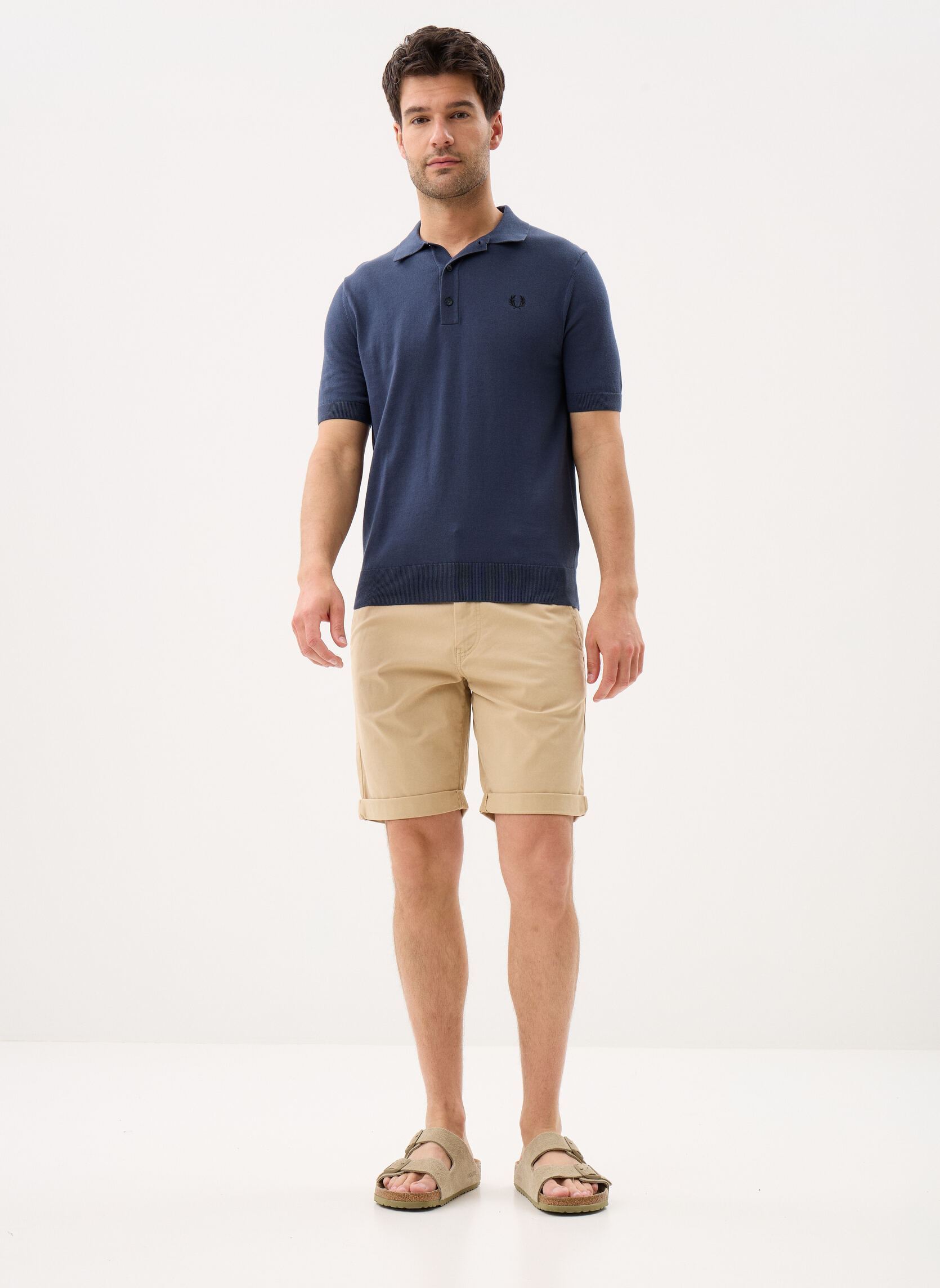 Polos manches courtes COTTON KNITTED SHIRT homme bleu Fred Perry Polos manches courtes COTTON KNITTED SHIRT homme bleu DARK AIRFORCE