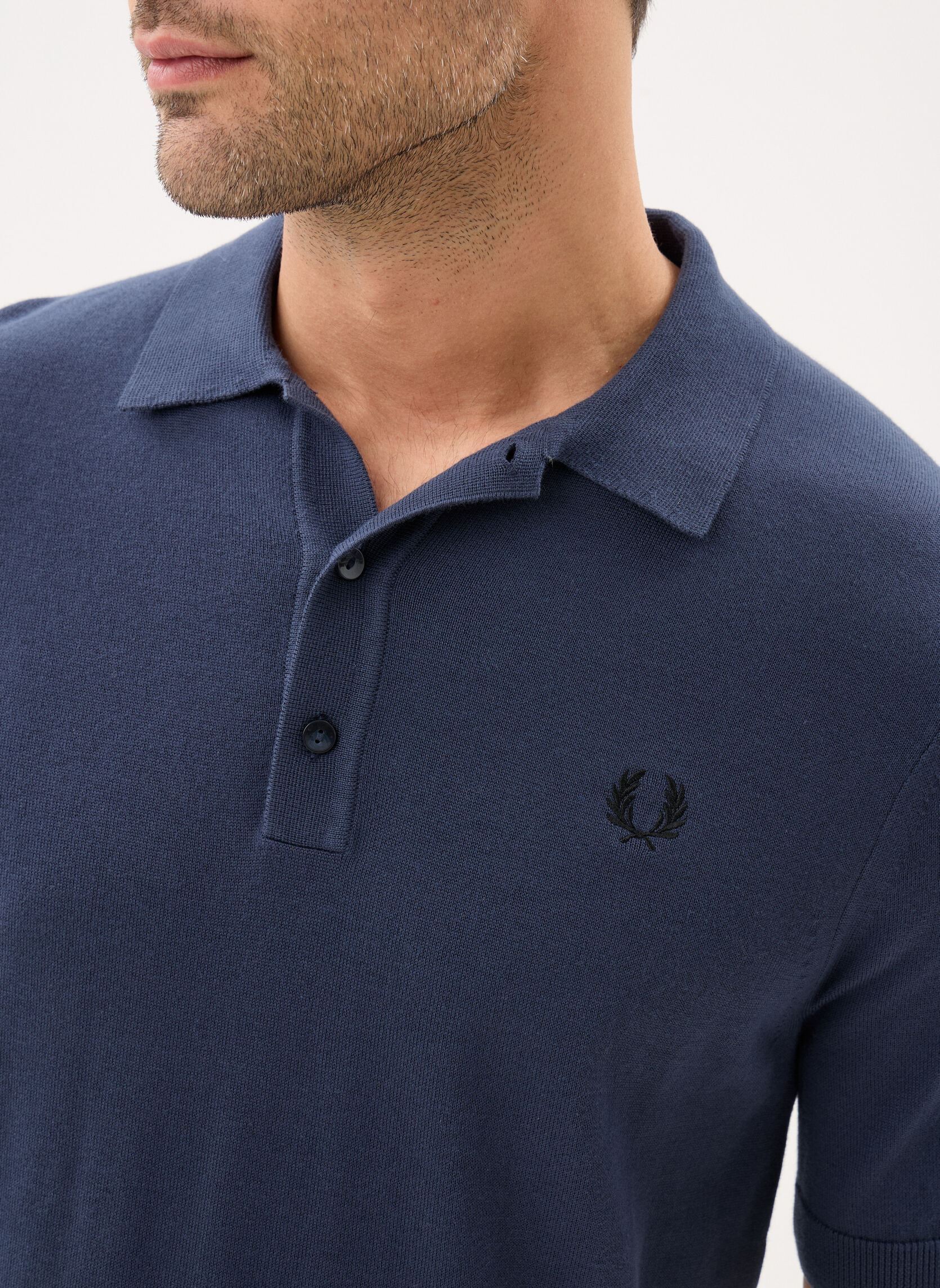 Polos manches courtes COTTON KNITTED SHIRT homme bleu Fred Perry Polos manches courtes COTTON KNITTED SHIRT homme bleu DARK AIRFORCE