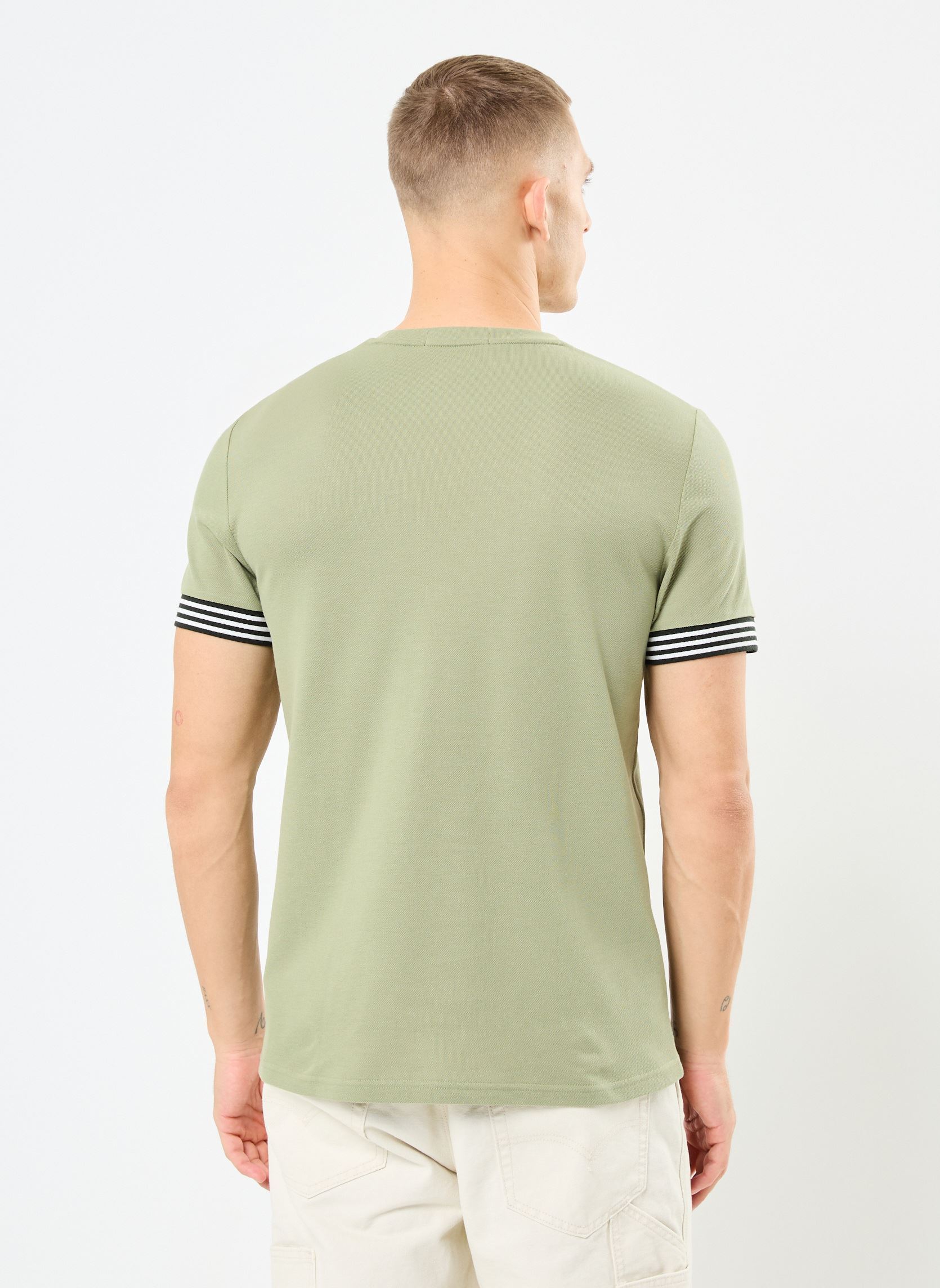Tee-shirts manches courtes STRIPED CUFF T-SHIRT homme vert Fred Perry Tee-shirts manches courtes STRIPED CUFF T-SHIRT homme vert OLIVE MINT