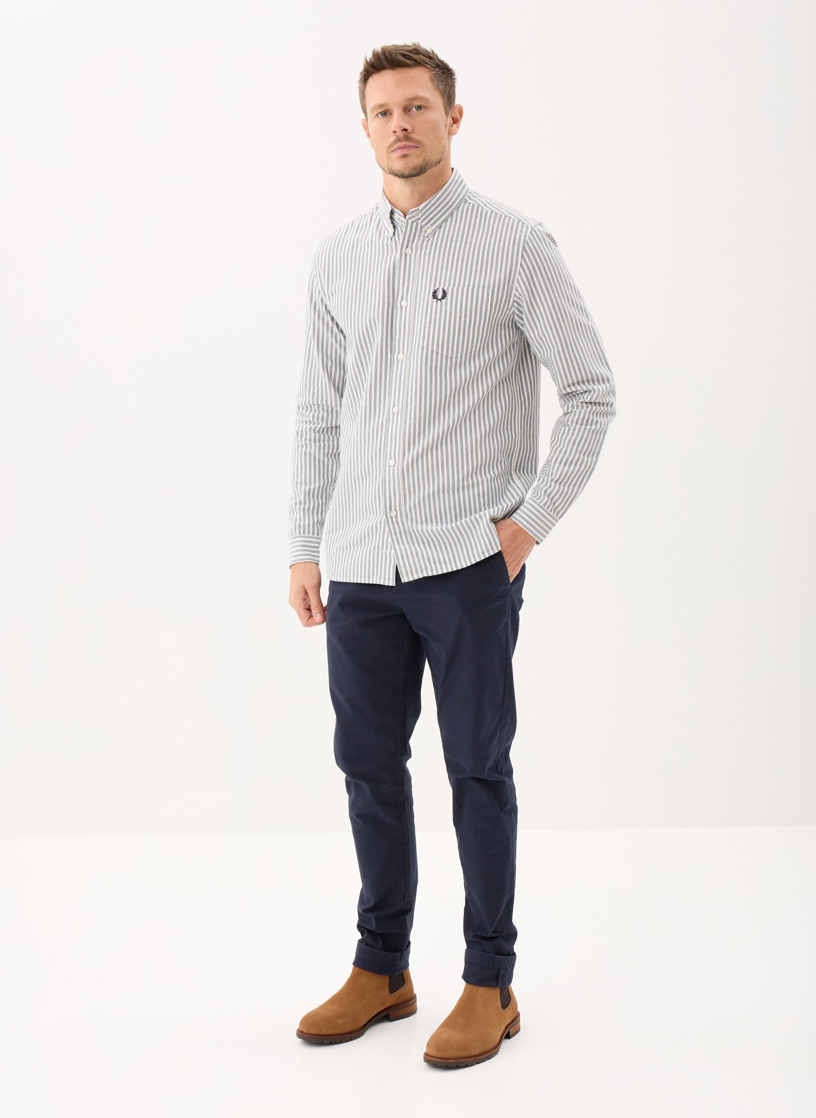 Chemises STRIPE OXFORD SHIRT homme bleu Fred Perry Chemises STRIPE OXFORD SHIRT homme bleu Tennis Blue