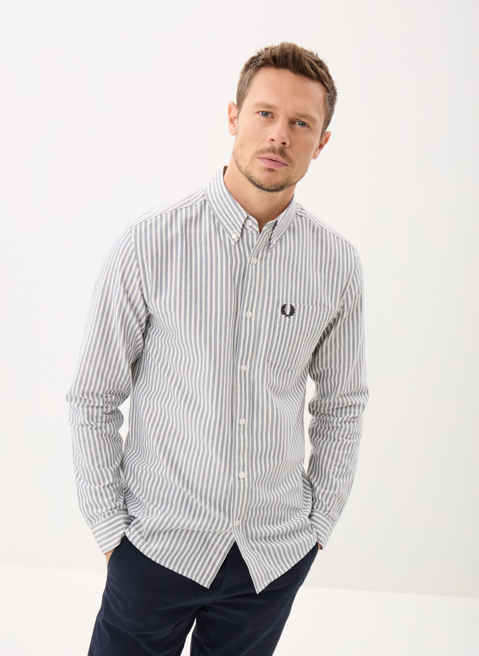 Chemises STRIPE OXFORD SHIRT homme bleu Fred Perry Chemises STRIPE OXFORD SHIRT homme bleu Tennis Blue