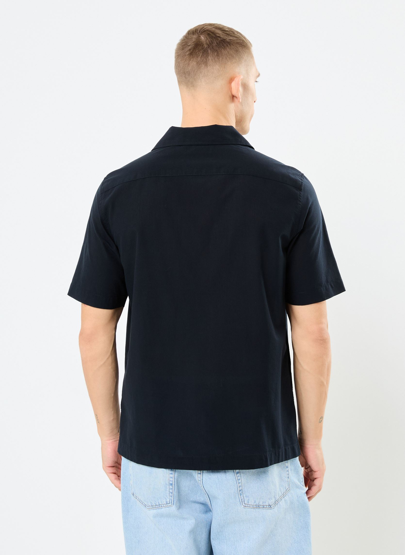 Hemden LIGHTWEIGHT TEXTURE REVERE COL heren blauw Fred Perry Hemden LIGHTWEIGHT TEXTURE REVERE COL heren blauw Navy