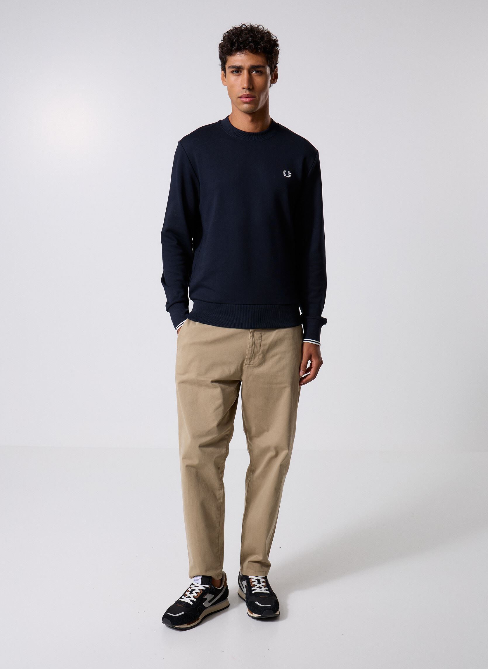Sweats CREW NECK SWEATSHIRT homme bleu Fred Perry Sweats CREW NECK SWEATSHIRT homme bleu NAVY