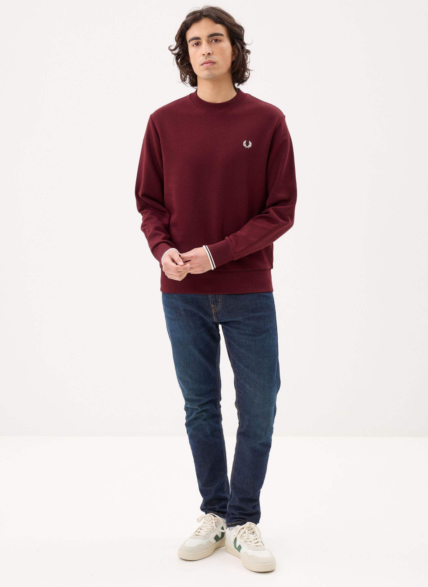 Sweats CREW NECK SWEATSHIRT homme bordeaux Fred Perry Sweats CREW NECK SWEATSHIRT homme bordeaux OXBLOOD/ECRU