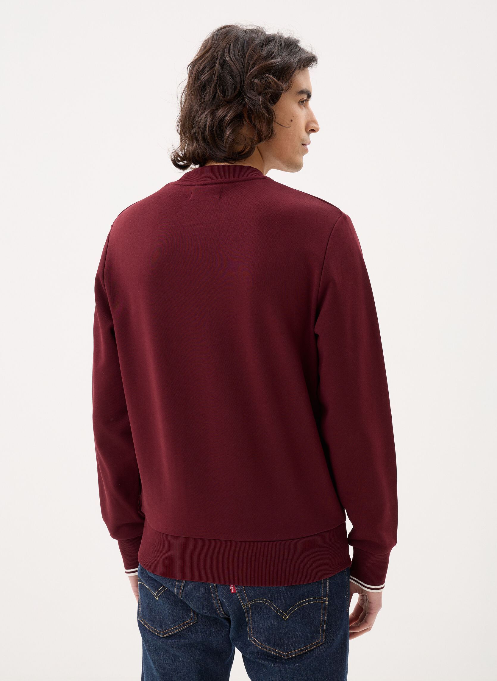 Sweats CREW NECK SWEATSHIRT homme bordeaux Fred Perry Sweats CREW NECK SWEATSHIRT homme bordeaux OXBLOOD/ECRU