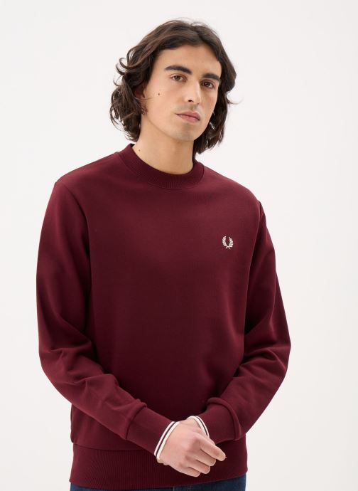 Fred Perry Sweats CREW NECK SWEATSHIRT homme bordeaux