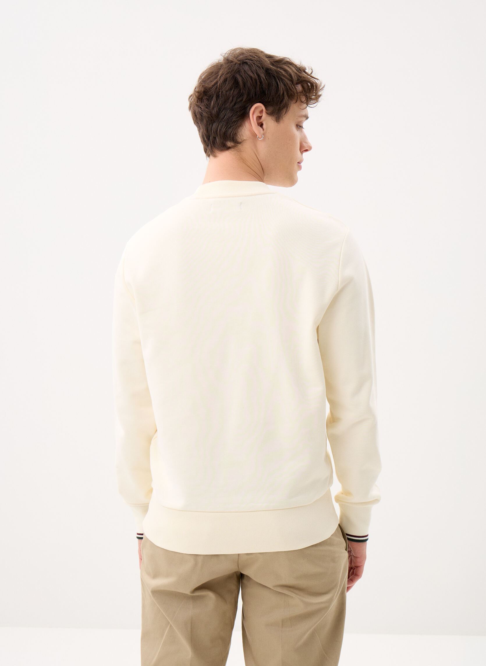 Sweats CREW NECK SWEATSHIRT homme blanc Fred Perry Sweats CREW NECK SWEATSHIRT homme blanc ECR/OXBLD/GRSRTS