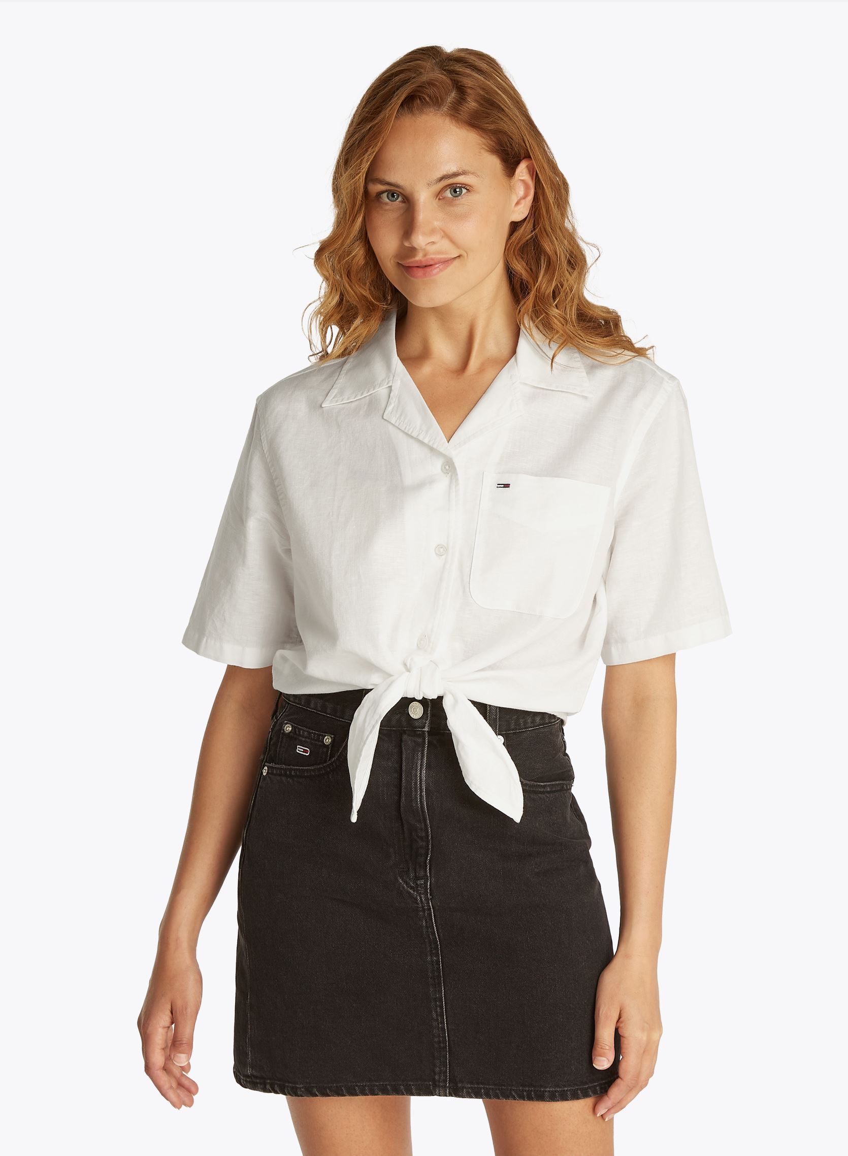 Vêtements Tommy Jeans Tjw Crp Linen Ss Shi DW0DW20286 pour Accessoires