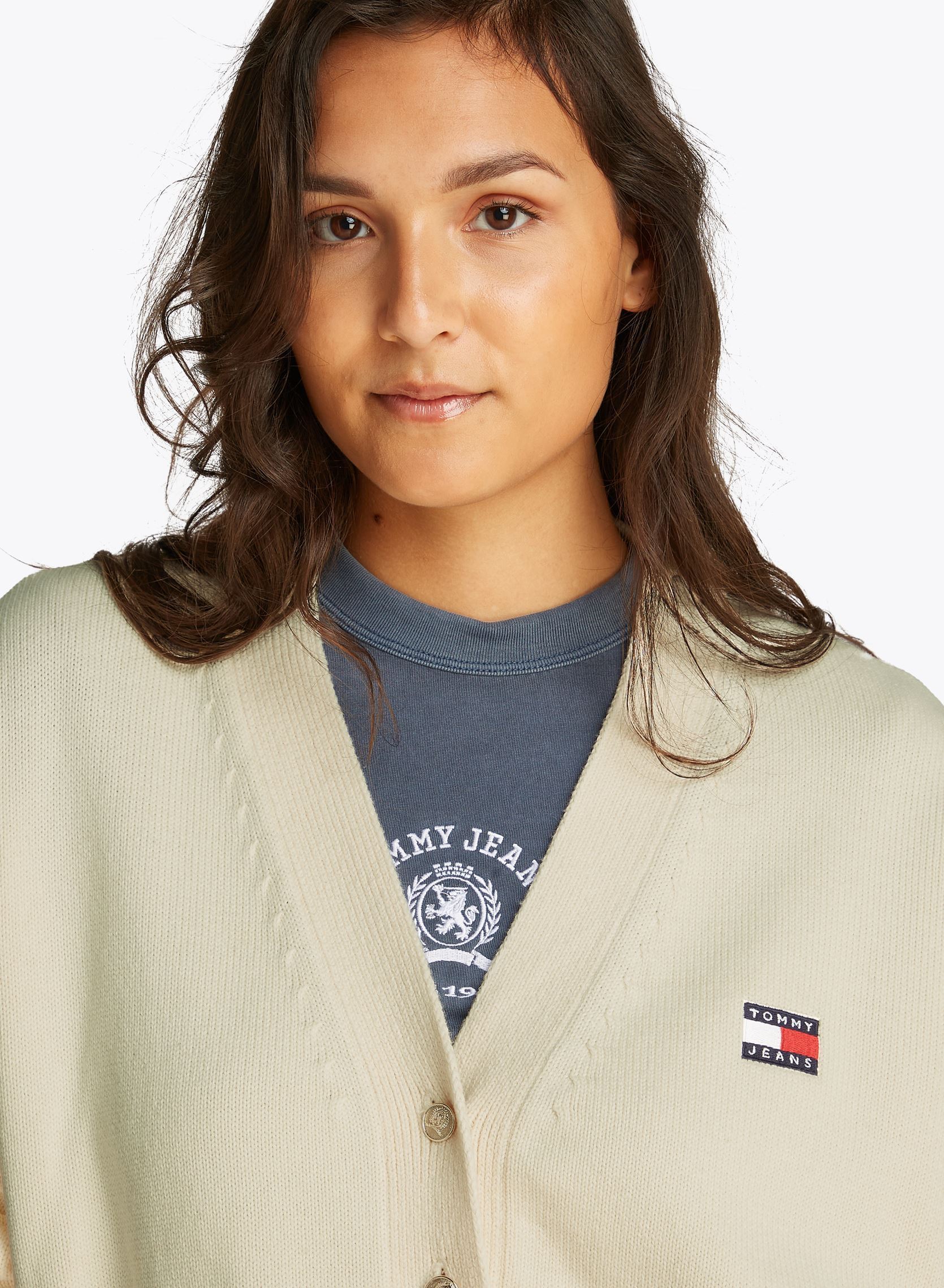 Gilet Tjw Cable Cardigan DW0DW20257 donna bianco Tommy Jeans Gilet Tjw Cable Cardigan DW0DW20257 donna bianco ANCIENT WHITE