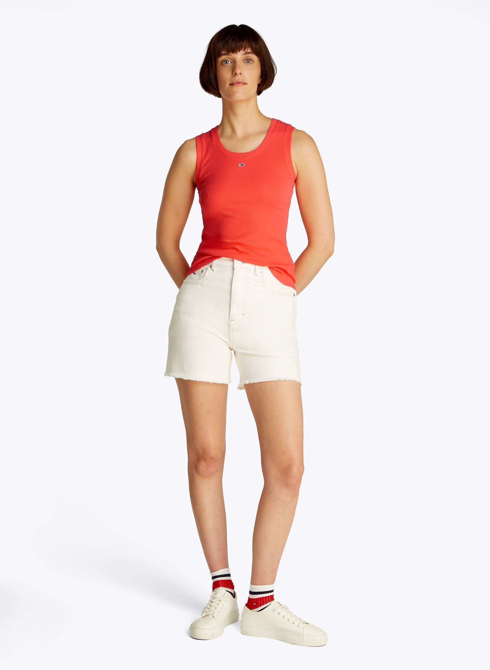 Tanktops Tjw Essential Rib Ta DW0DW20673 damen orange Tommy Jeans Tanktops Tjw Essential Rib Ta DW0DW20673 damen orange BRIGHT VERMILLION