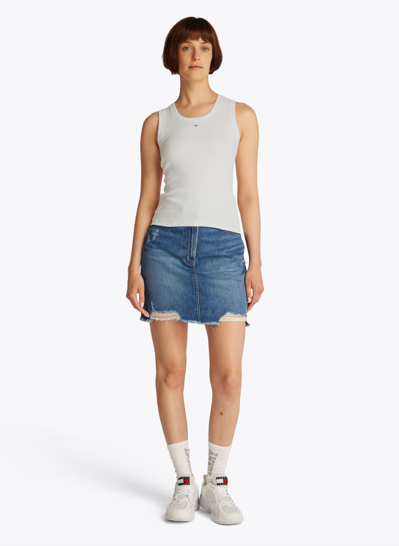 Débardeurs Tjw Essential Rib Ta DW0DW20673 femme blanc Tommy Jeans Débardeurs Tjw Essential Rib Ta DW0DW20673 femme blanc ECRU