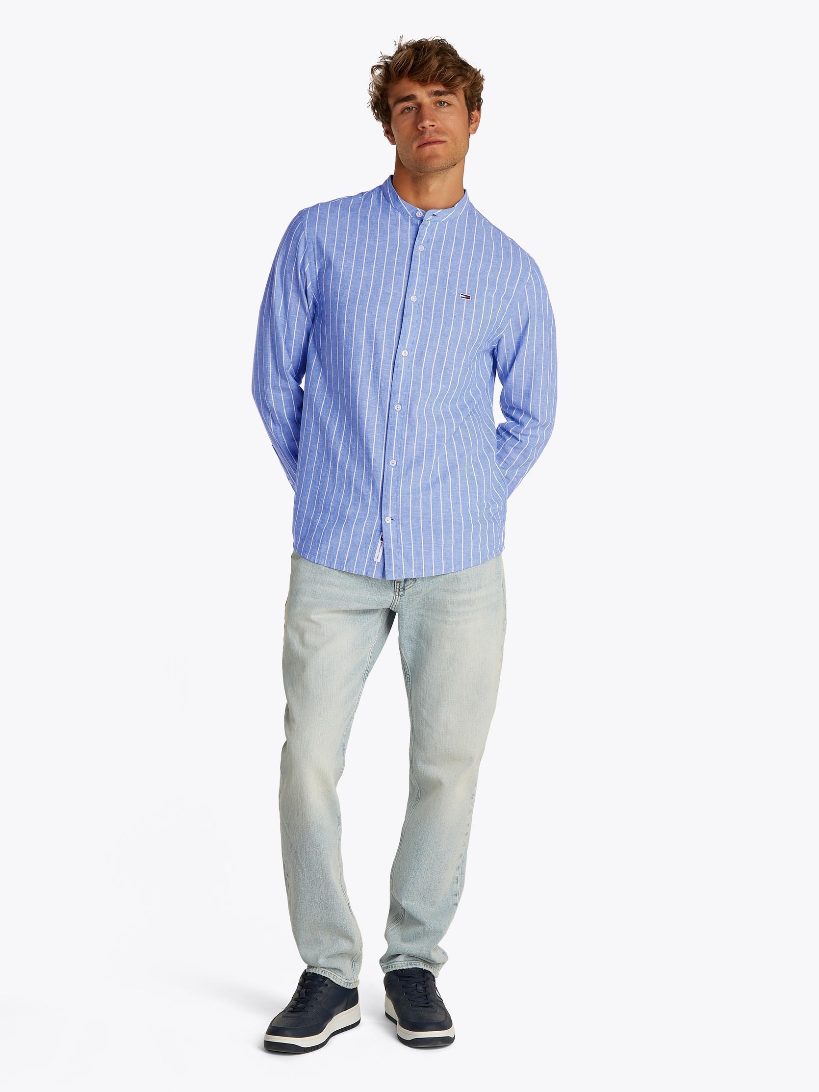 Hemden Tjm Linen Mix Bnd St DM0DM20893 heren blauw Tommy Jeans Hemden Tjm Linen Mix Bnd St DM0DM20893 heren blauw TEMPO BLUE / ECRU