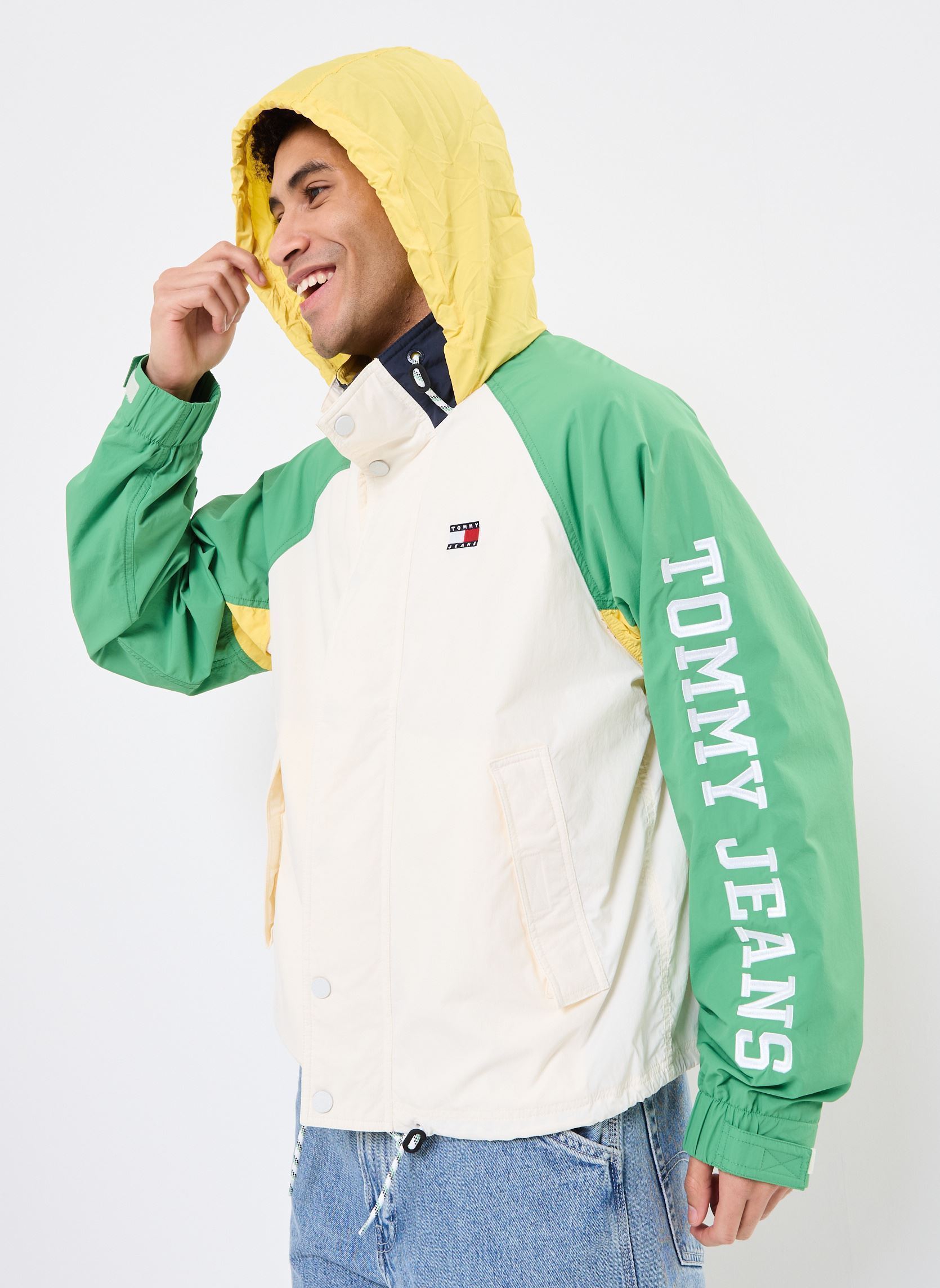 Windbreaker / Windjacken Tjm Clr Blck Jacket DM0DM20904 herren weiß Tommy Jeans Windbreaker / Windjacken Tjm Clr Blck Jacket DM0DM20904 herren weiß ANCIENT WHITE / COASTAL GREEN