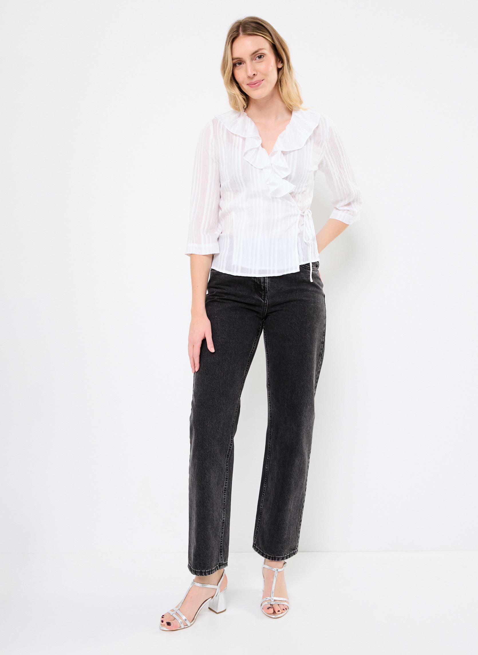 Blouses met lange mouwen Nuhalston Wrap Shirt dames wit Nümph Blouses met lange mouwen Nuhalston Wrap Shirt dames wit BRIGHT WHITE