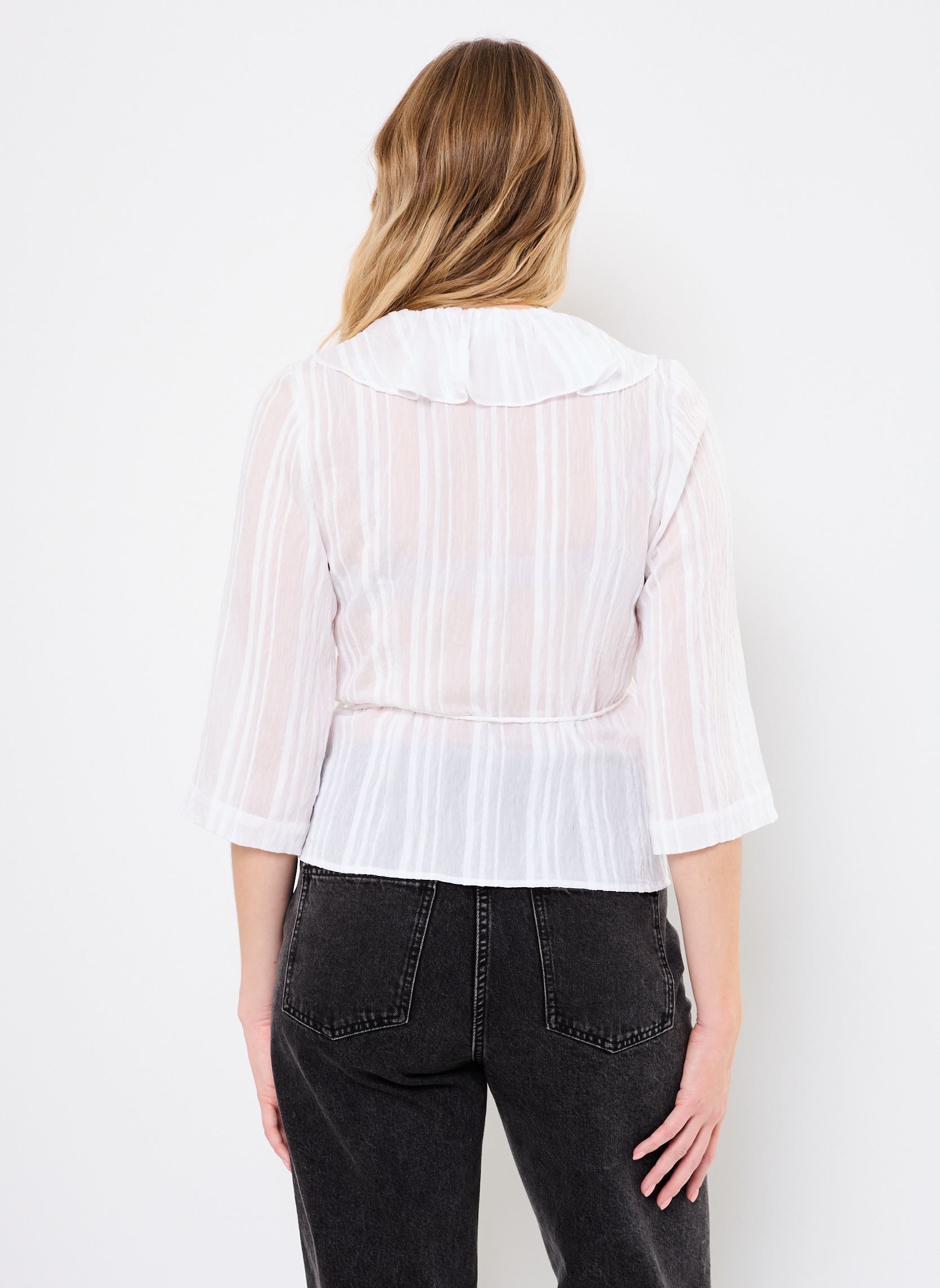 Blouses met lange mouwen Nuhalston Wrap Shirt dames wit Nümph Blouses met lange mouwen Nuhalston Wrap Shirt dames wit BRIGHT WHITE