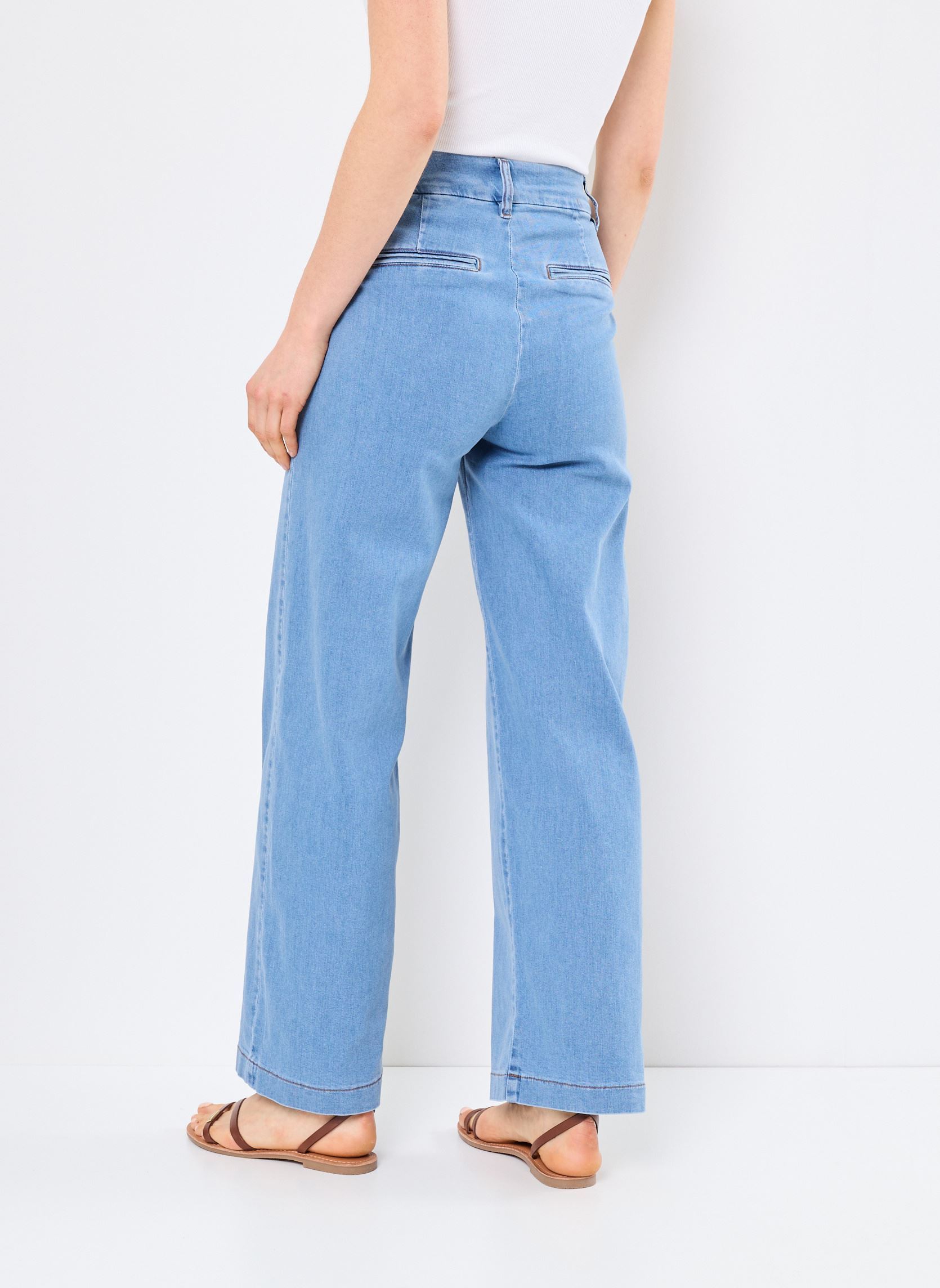 Wijde jeans / Flared Jeans Nuamber Pants W. Buttons Short dames blauw Nümph Wijde jeans / Flared Jeans Nuamber Pants W. Buttons Short dames blauw LIGHT DENIM BLUE 1