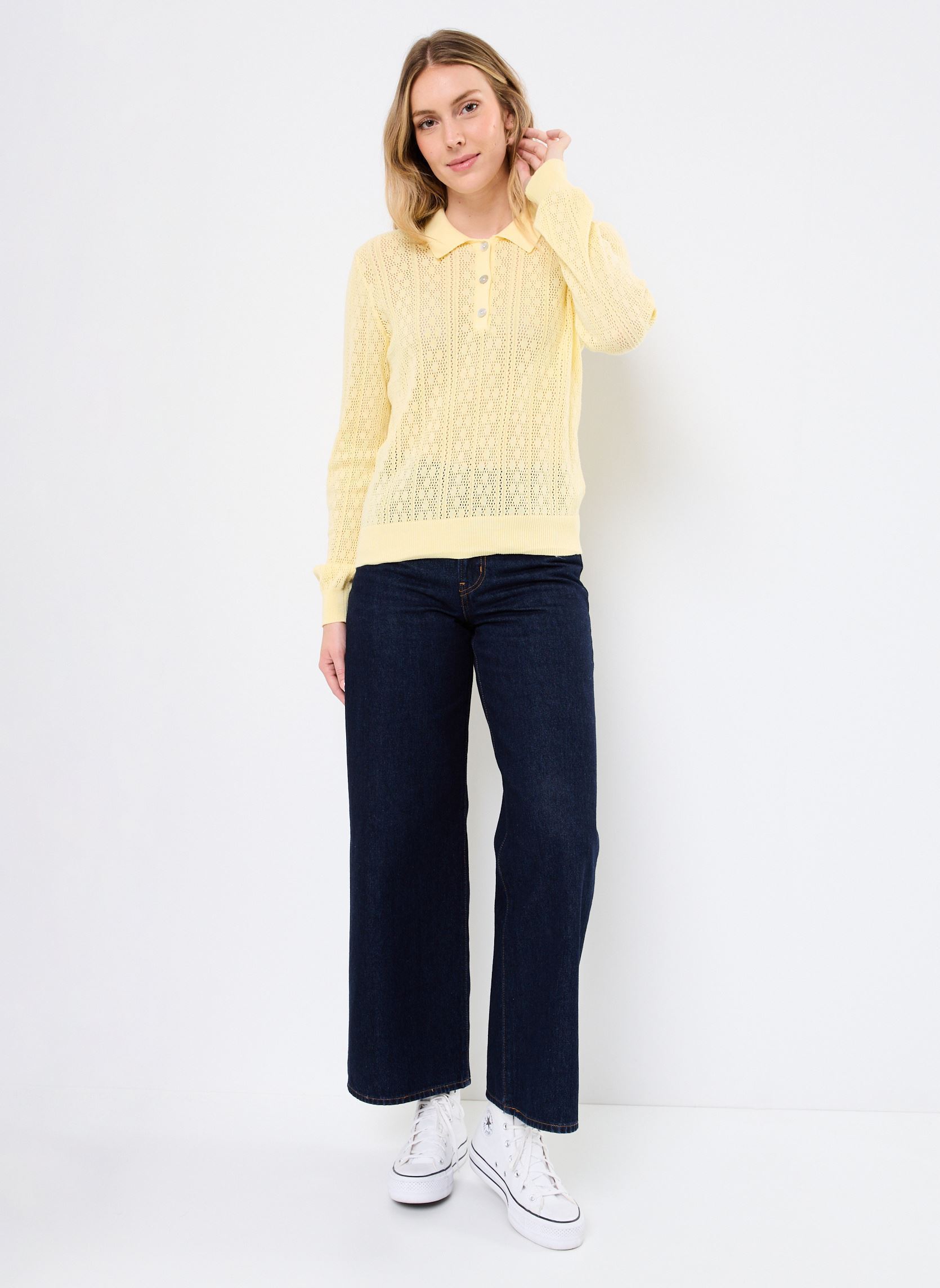 Langarm-Poloshirts Nulivas Pullover W. Collar damen gelb Nümph Langarm-Poloshirts Nulivas Pullover W. Collar damen gelb GOLDEN HAZE