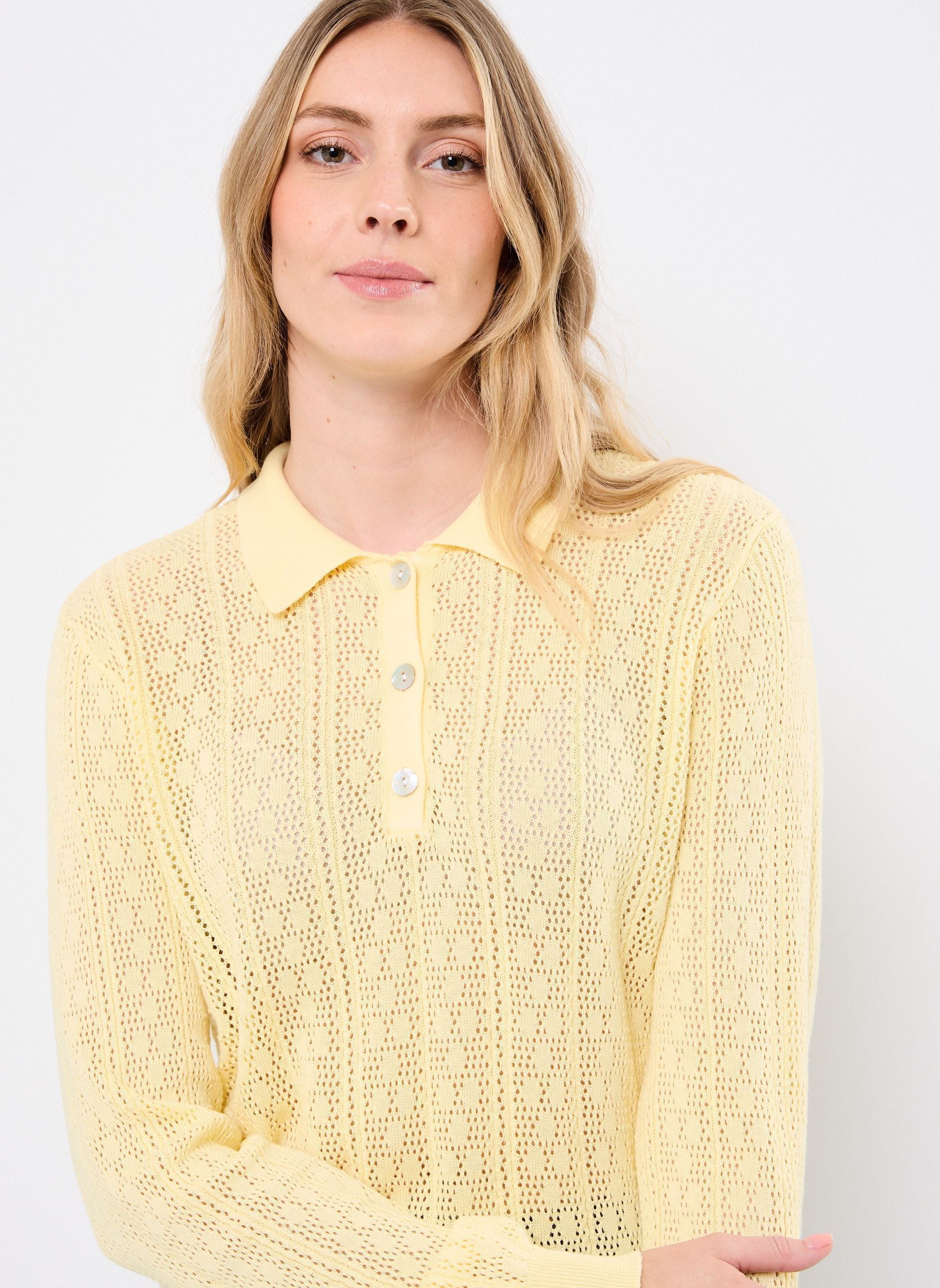 Langarm-Poloshirts Nulivas Pullover W. Collar damen gelb Nümph Langarm-Poloshirts Nulivas Pullover W. Collar damen gelb GOLDEN HAZE
