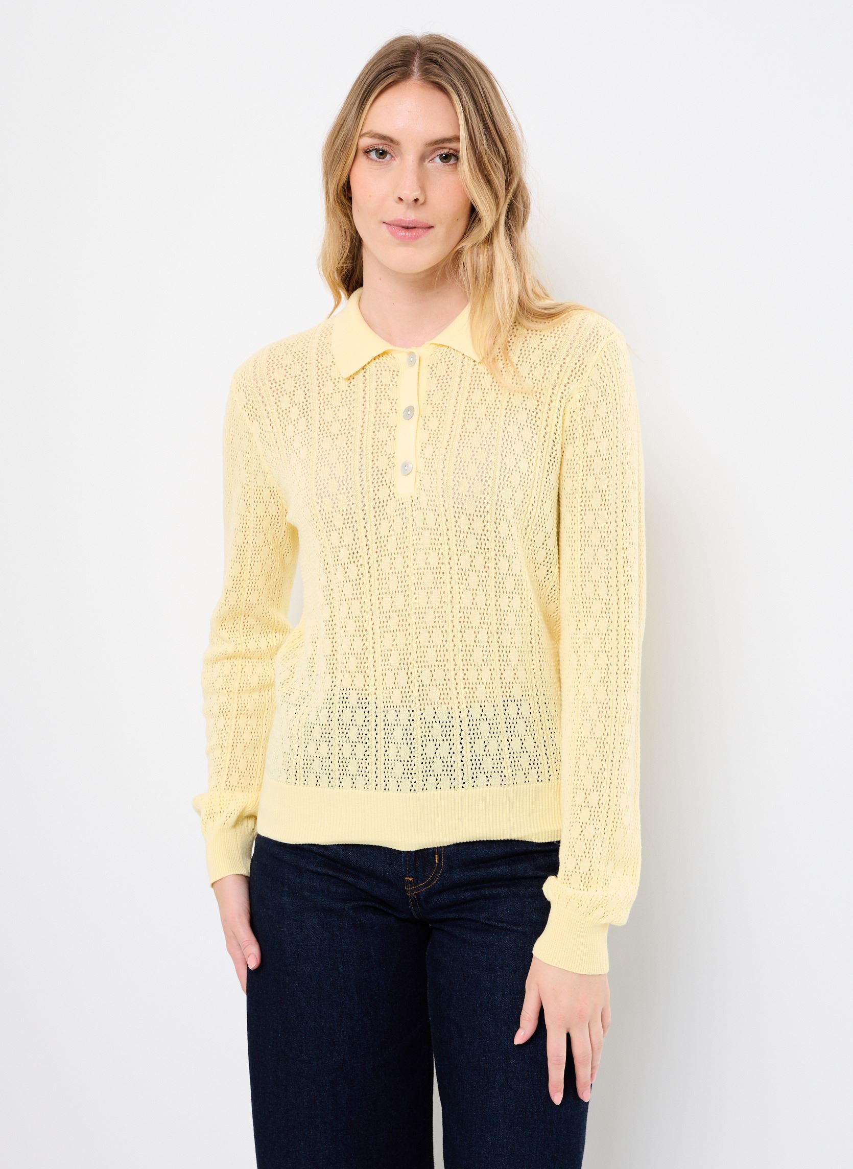 Langarm-Poloshirts Nulivas Pullover W. Collar damen gelb Nümph Langarm-Poloshirts Nulivas Pullover W. Collar damen gelb GOLDEN HAZE