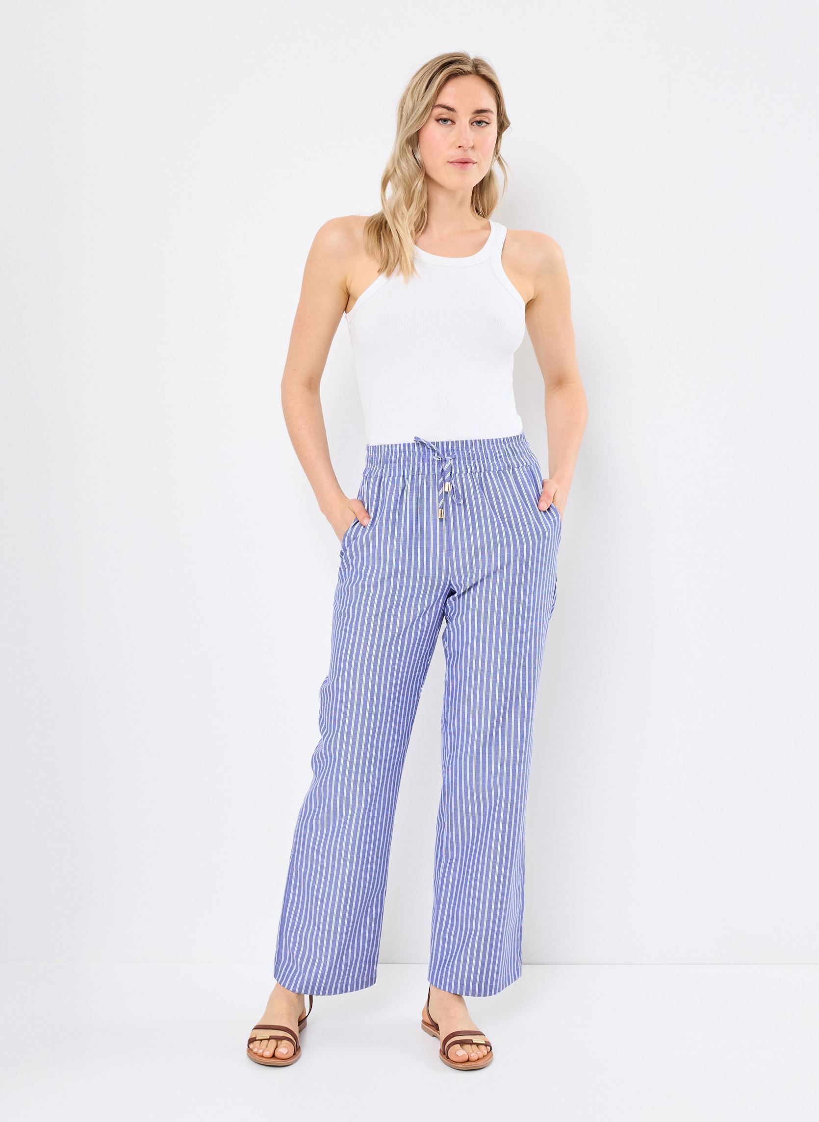 Pantalons droit Nuzally Pants femme bleu Nümph Pantalons droit Nuzally Pants femme bleu BLUEPRINT