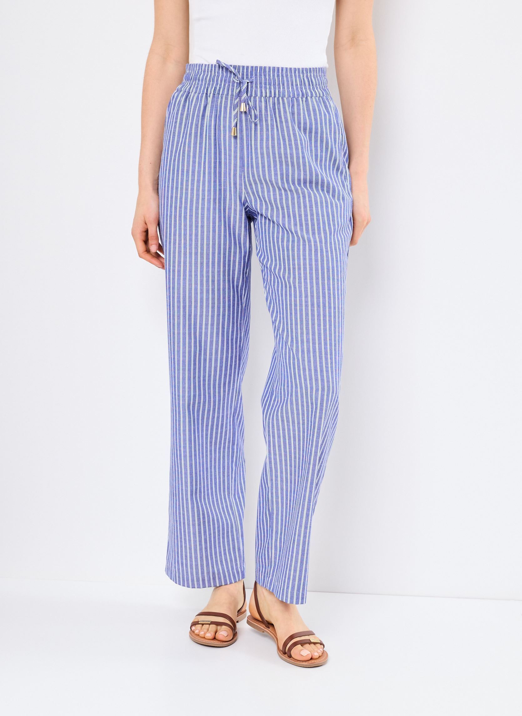 Pantalons droit Nuzally Pants femme bleu Nümph Pantalons droit Nuzally Pants femme bleu BLUEPRINT