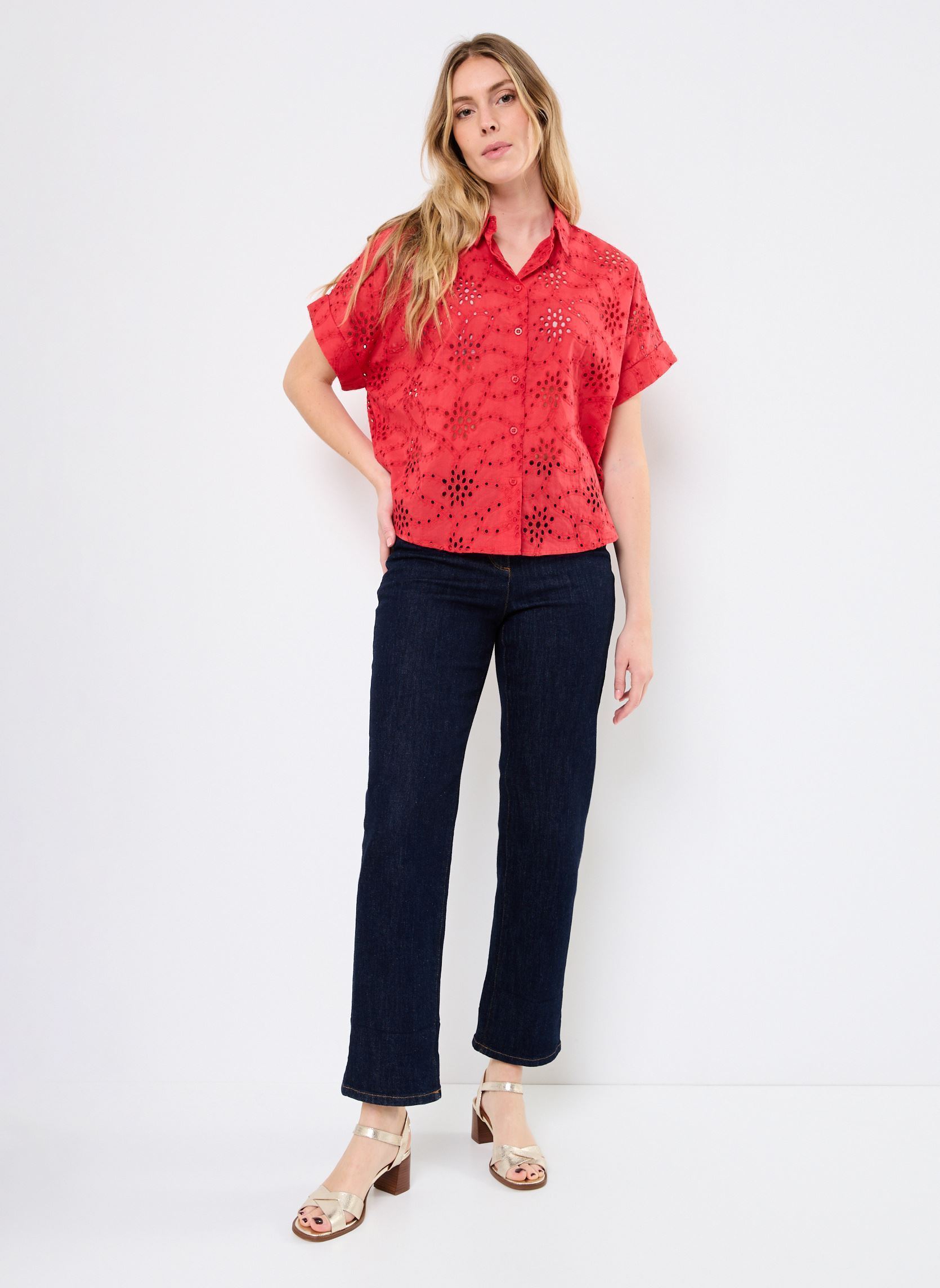 Kurzarm-Hemden Nukarissa Shirt damen rosa Nümph Kurzarm-Hemden Nukarissa Shirt damen rosa GERANIUM