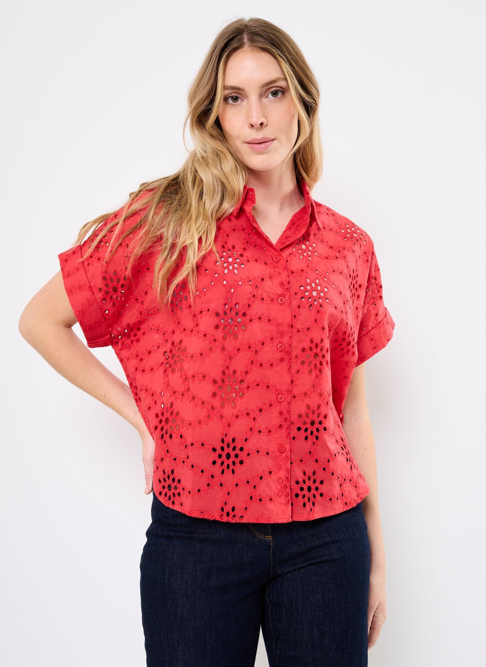 Kurzarm-Hemden Nukarissa Shirt damen rosa Nümph Kurzarm-Hemden Nukarissa Shirt damen rosa GERANIUM