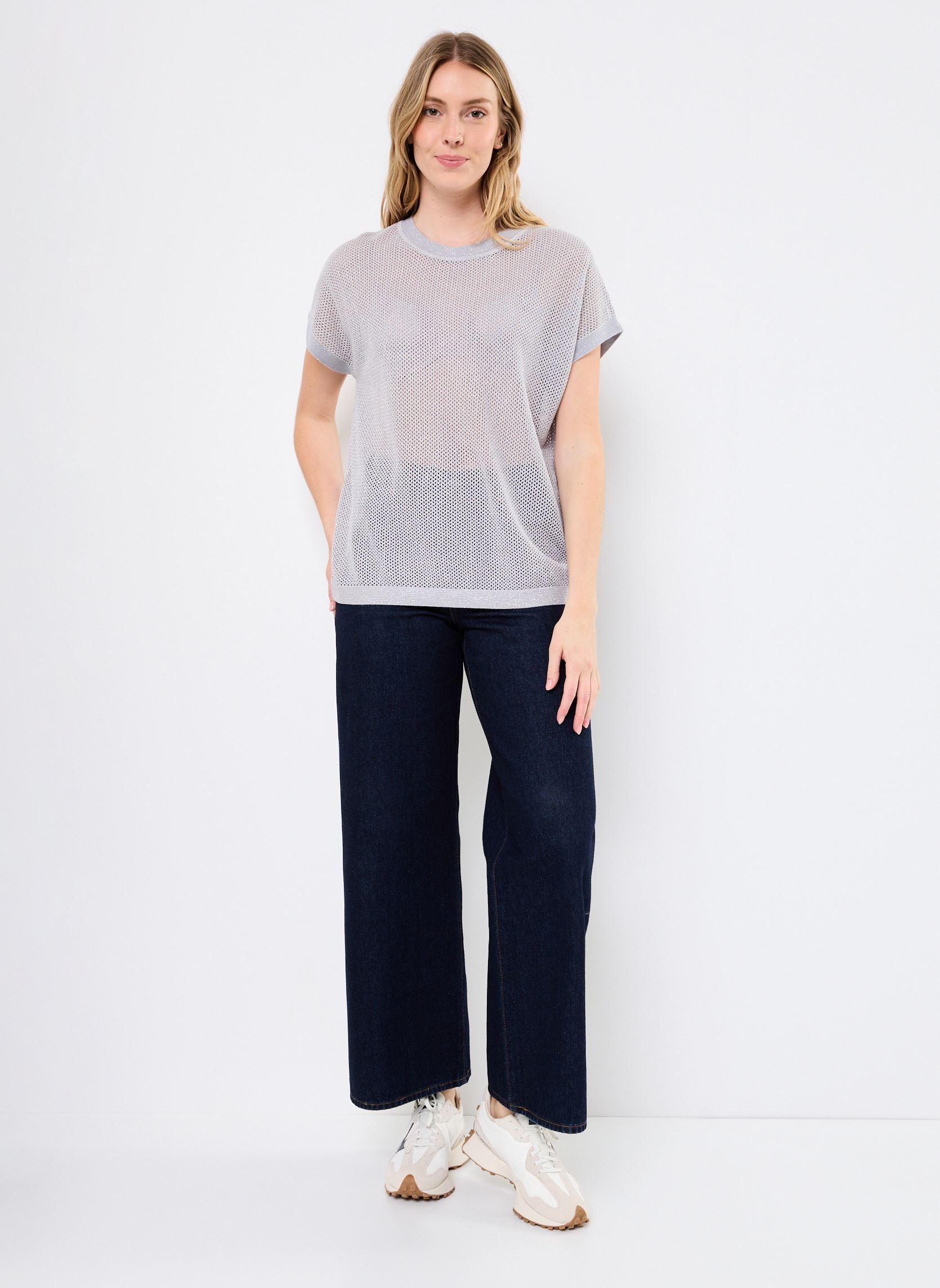 Tee-shirts manches courtes Numona Darlene Pullover femme gris Nümph Tee-shirts manches courtes Numona Darlene Pullover femme gris Silver