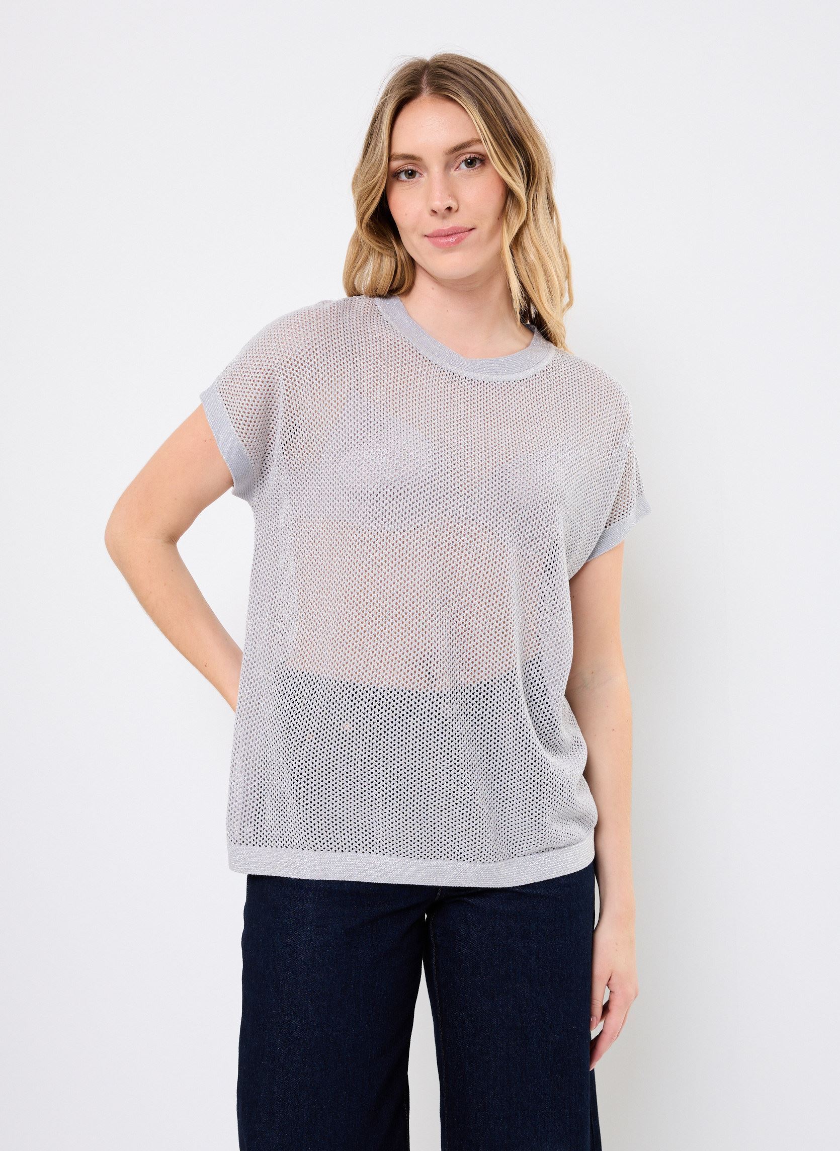 Tee-shirts manches courtes Numona Darlene Pullover femme gris Nümph Tee-shirts manches courtes Numona Darlene Pullover femme gris Silver