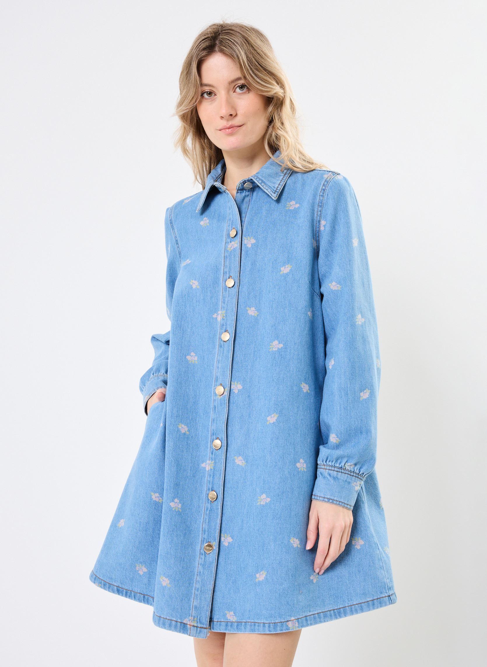 Kleider NUIBIZA DRESS damen blau Nümph Kleider NUIBIZA DRESS damen blau MEDIUM BLUE DENIM