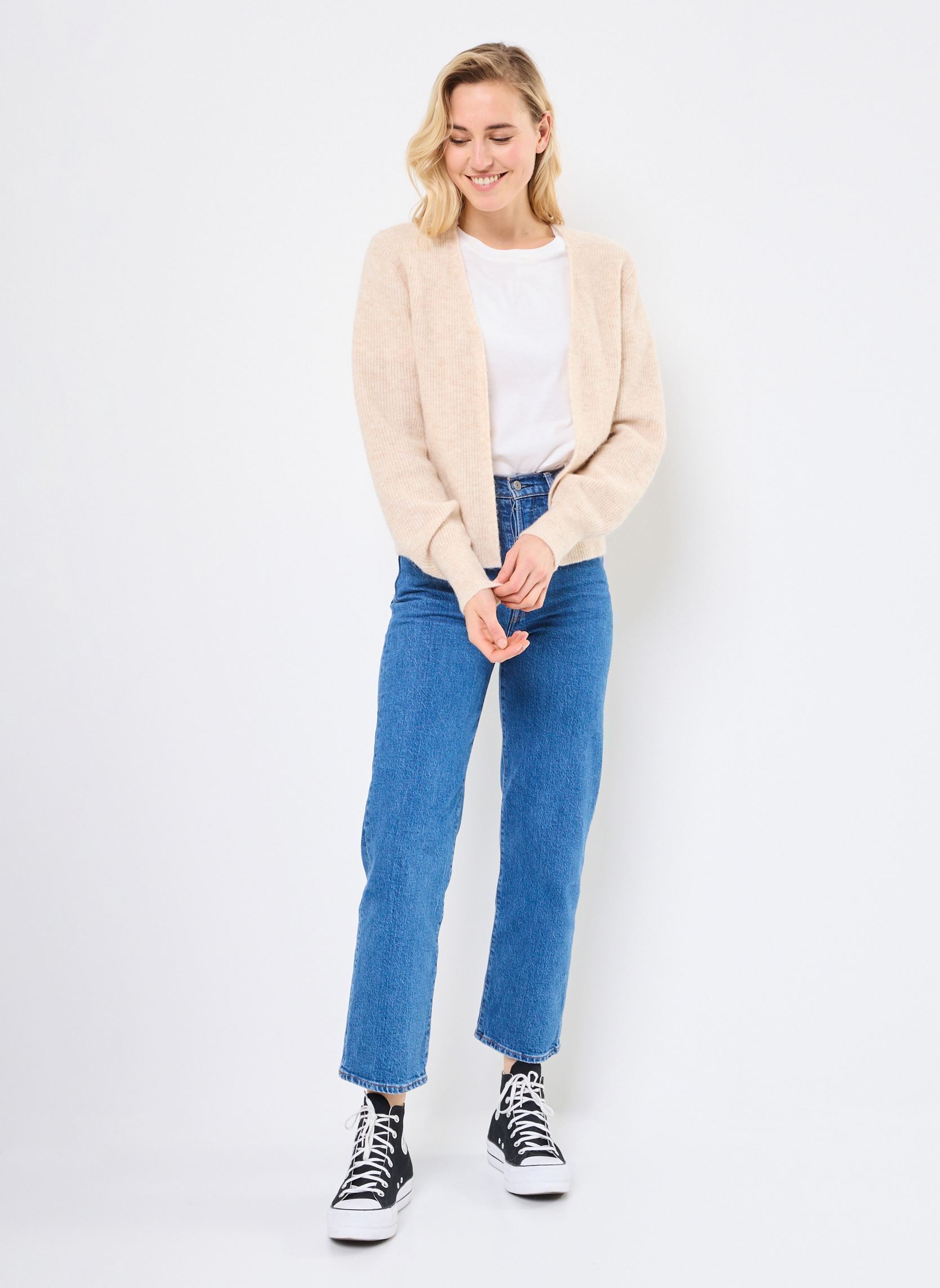Gilets NURIETTE RIB OPEN CARDIGAN femme beige Nümph Gilets NURIETTE RIB OPEN CARDIGAN femme beige SUN KISS