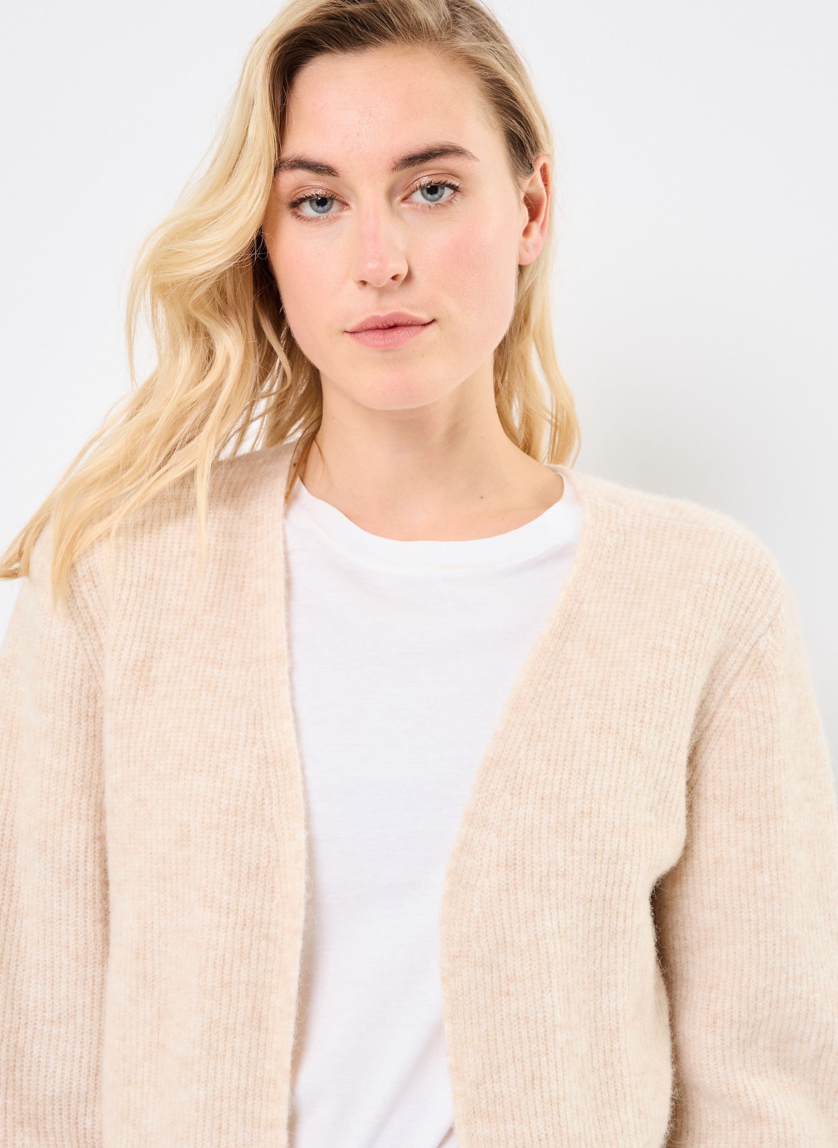Gilets NURIETTE RIB OPEN CARDIGAN femme beige Nümph Gilets NURIETTE RIB OPEN CARDIGAN femme beige SUN KISS