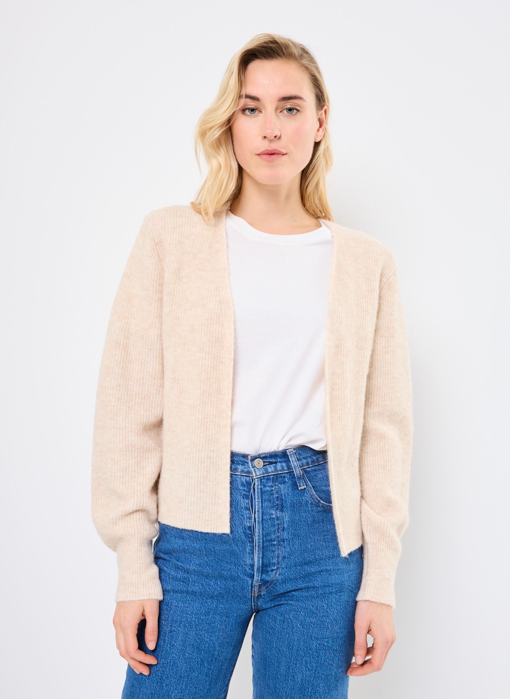 Gilets NURIETTE RIB OPEN CARDIGAN femme beige Nümph Gilets NURIETTE RIB OPEN CARDIGAN femme beige SUN KISS