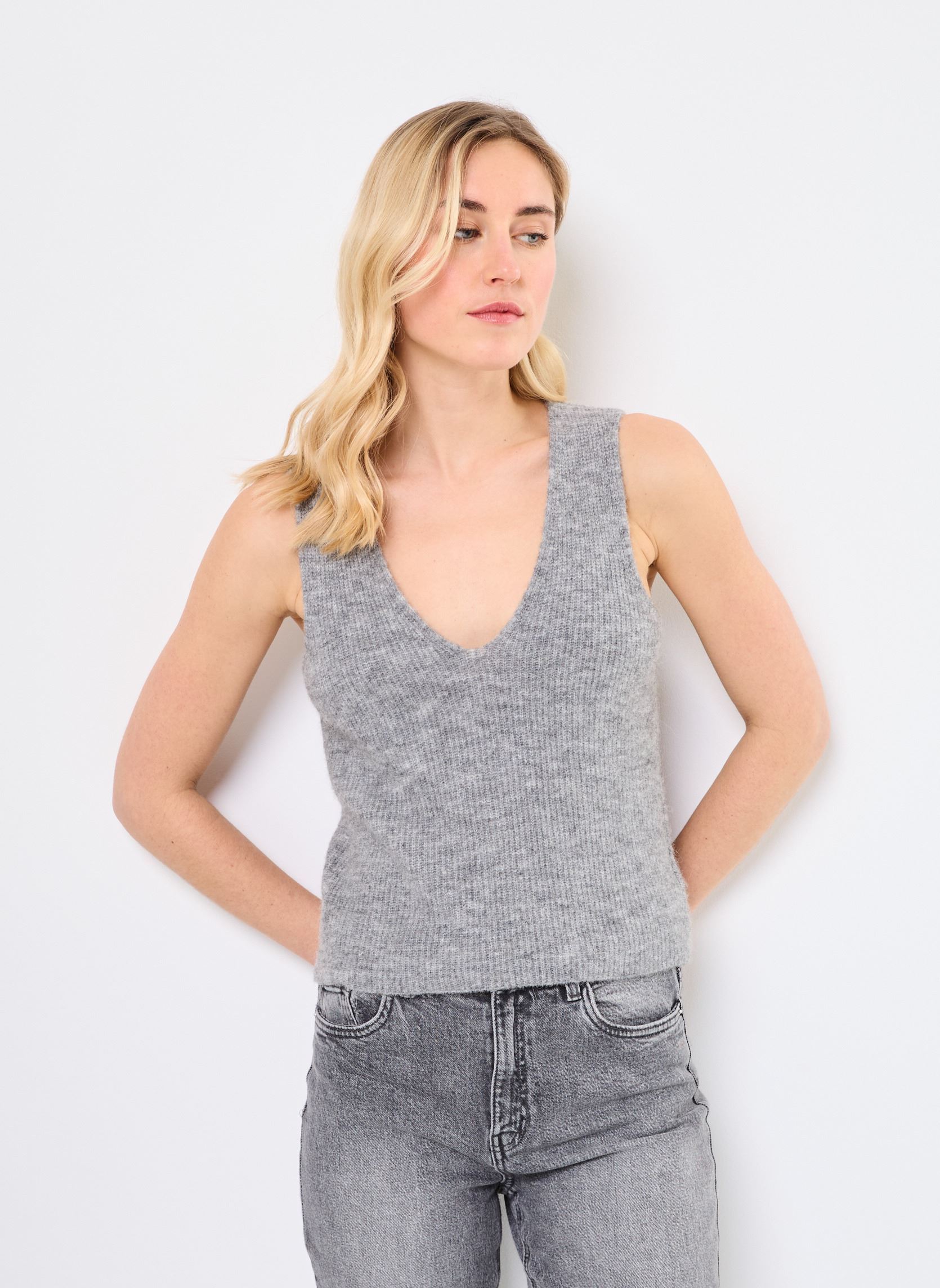 Tops NURIETTE RIB VEST damen grau Nümph Tops NURIETTE RIB VEST damen grau Medium Grey mel