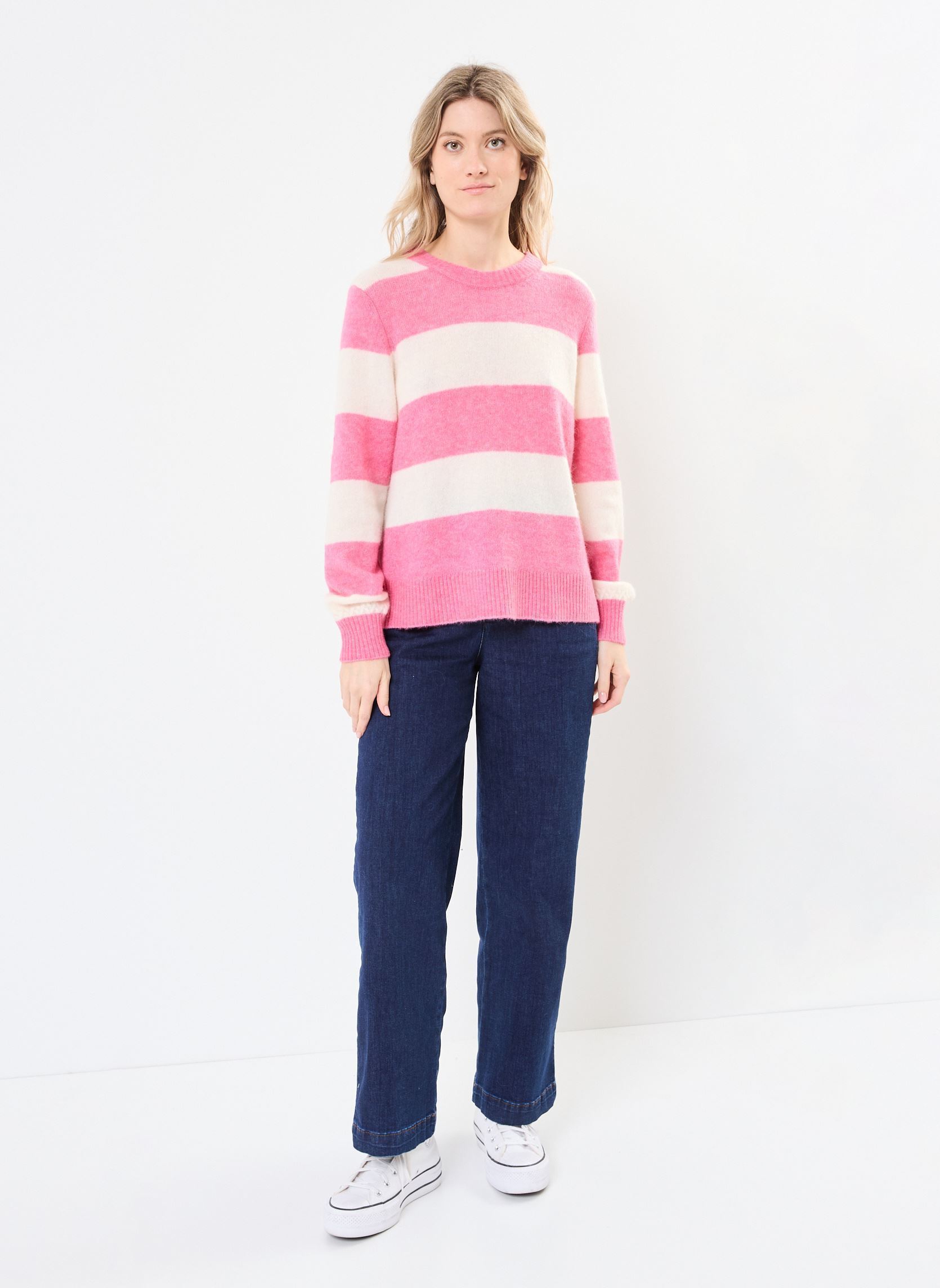Pulls NURIETTE BIG STRIPE PULLOVER femme rose Nümph Pulls NURIETTE BIG STRIPE PULLOVER femme rose Pink Cosmos
