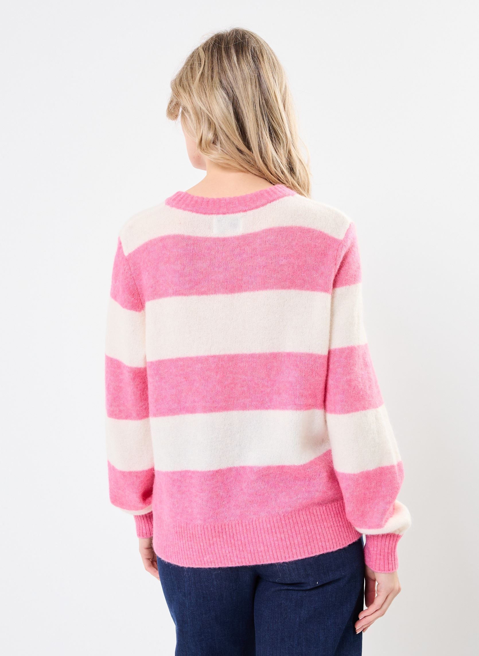 Pulls NURIETTE BIG STRIPE PULLOVER femme rose Nümph Pulls NURIETTE BIG STRIPE PULLOVER femme rose Pink Cosmos