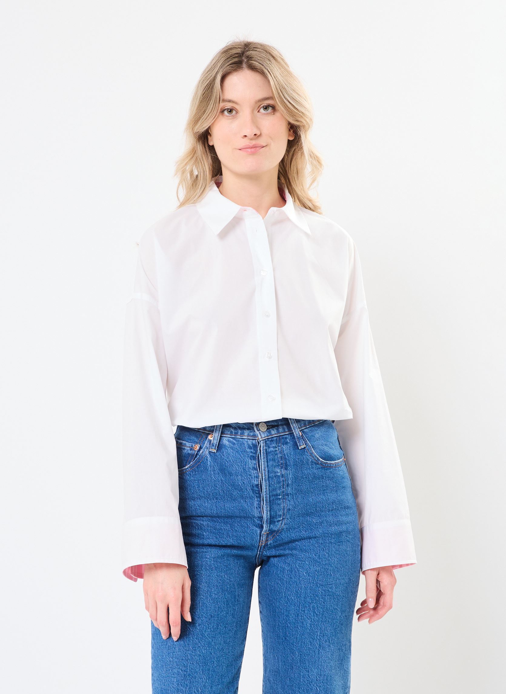 Lange mouw overhemden NUELOISE SHIRT dames wit Nümph Lange mouw overhemden NUELOISE SHIRT dames wit Bright white