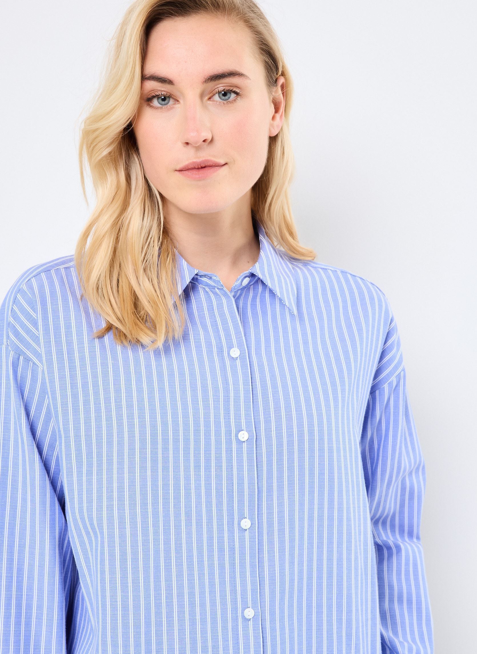 Chemises manches longues NUMARISSA SHIRT femme bleu Nümph Chemises manches longues NUMARISSA SHIRT femme bleu GRANADA SKY
