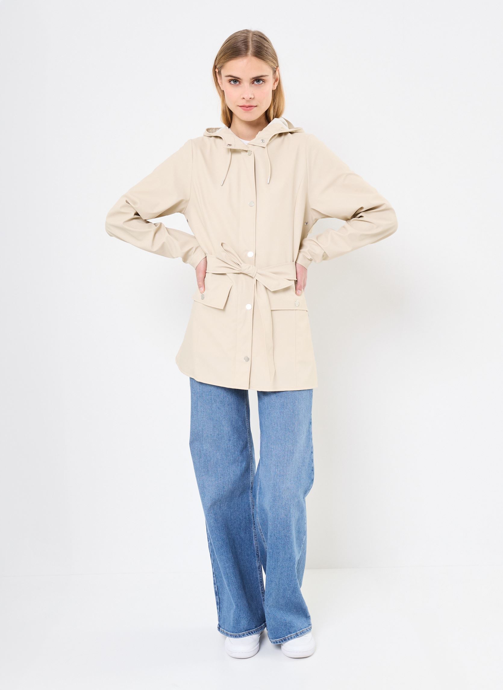Regenjassen Curve Jacket W3 dames beige Rains Regenjassen Curve Jacket W3 dames beige DUNE