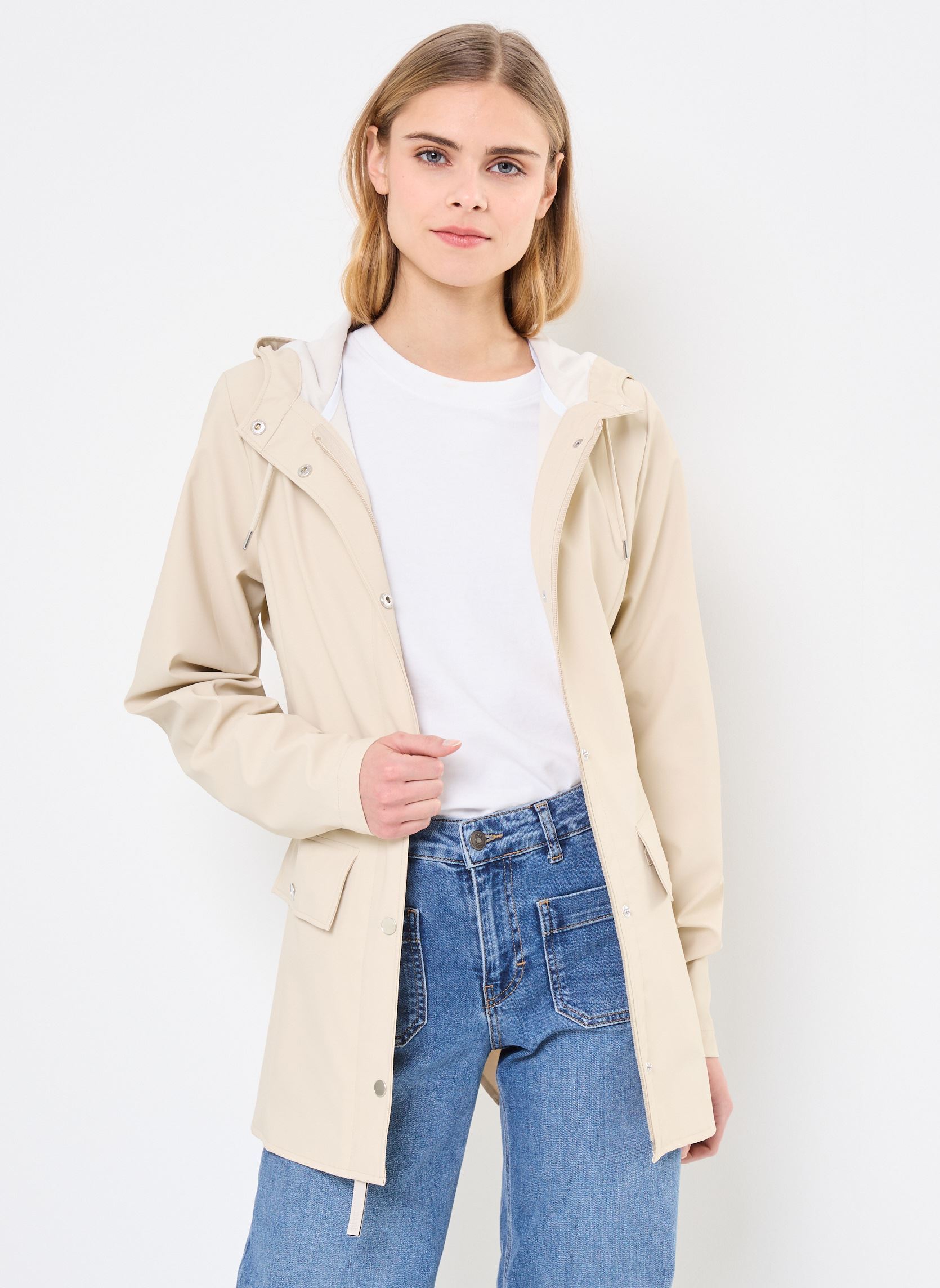 Regenjassen Curve Jacket W3 dames beige Rains Regenjassen Curve Jacket W3 dames beige DUNE