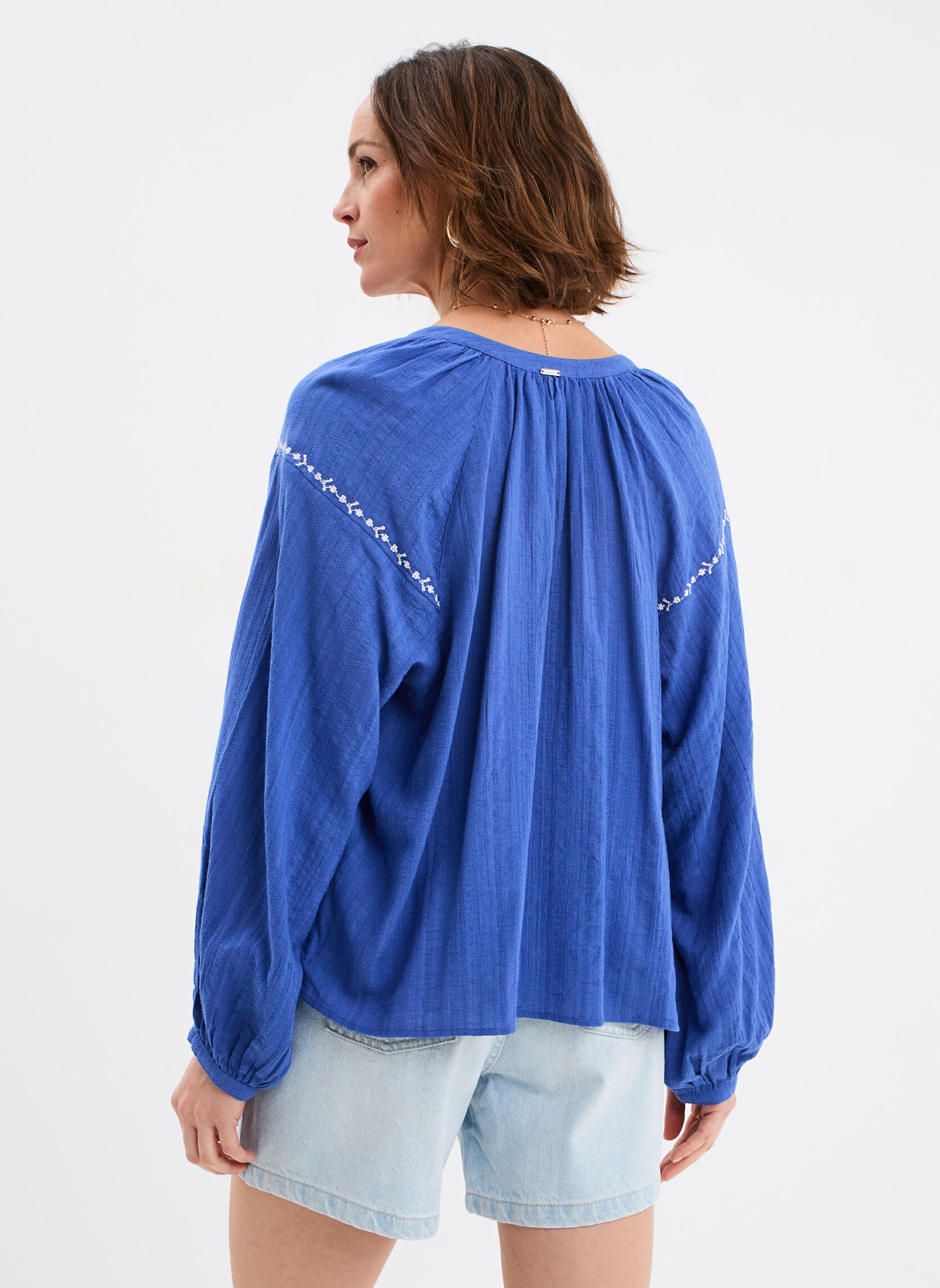 PURE Chemise à manches longues Dames T EU 36 bleu élégant