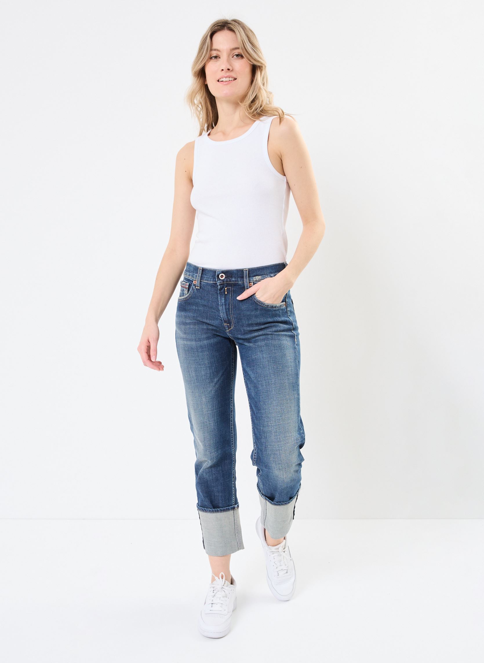 Rechte jeans / Straight Leg Jeans AKEME Pants dames blauw Replay Rechte jeans / Straight Leg Jeans AKEME Pants dames blauw DARK BLUE