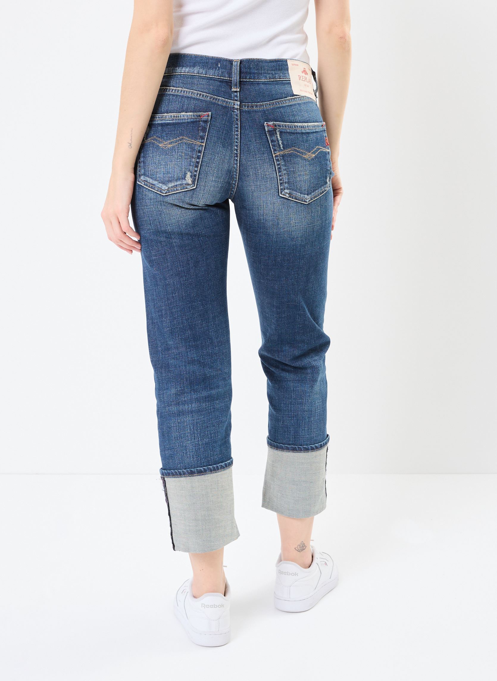 Rechte jeans / Straight Leg Jeans AKEME Pants dames blauw Replay Rechte jeans / Straight Leg Jeans AKEME Pants dames blauw DARK BLUE