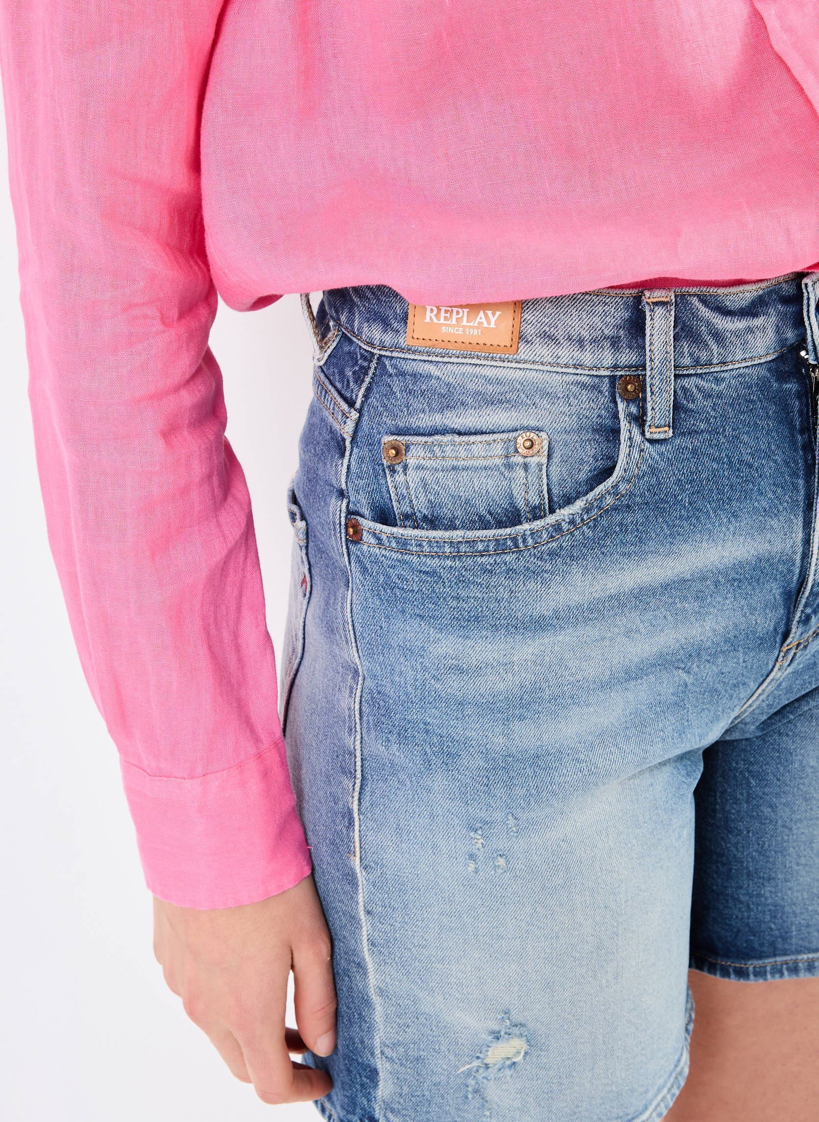 Shorts NARJA SHORT Shorts dames blauw Replay Shorts NARJA SHORT Shorts dames blauw MEDIUM BLUE